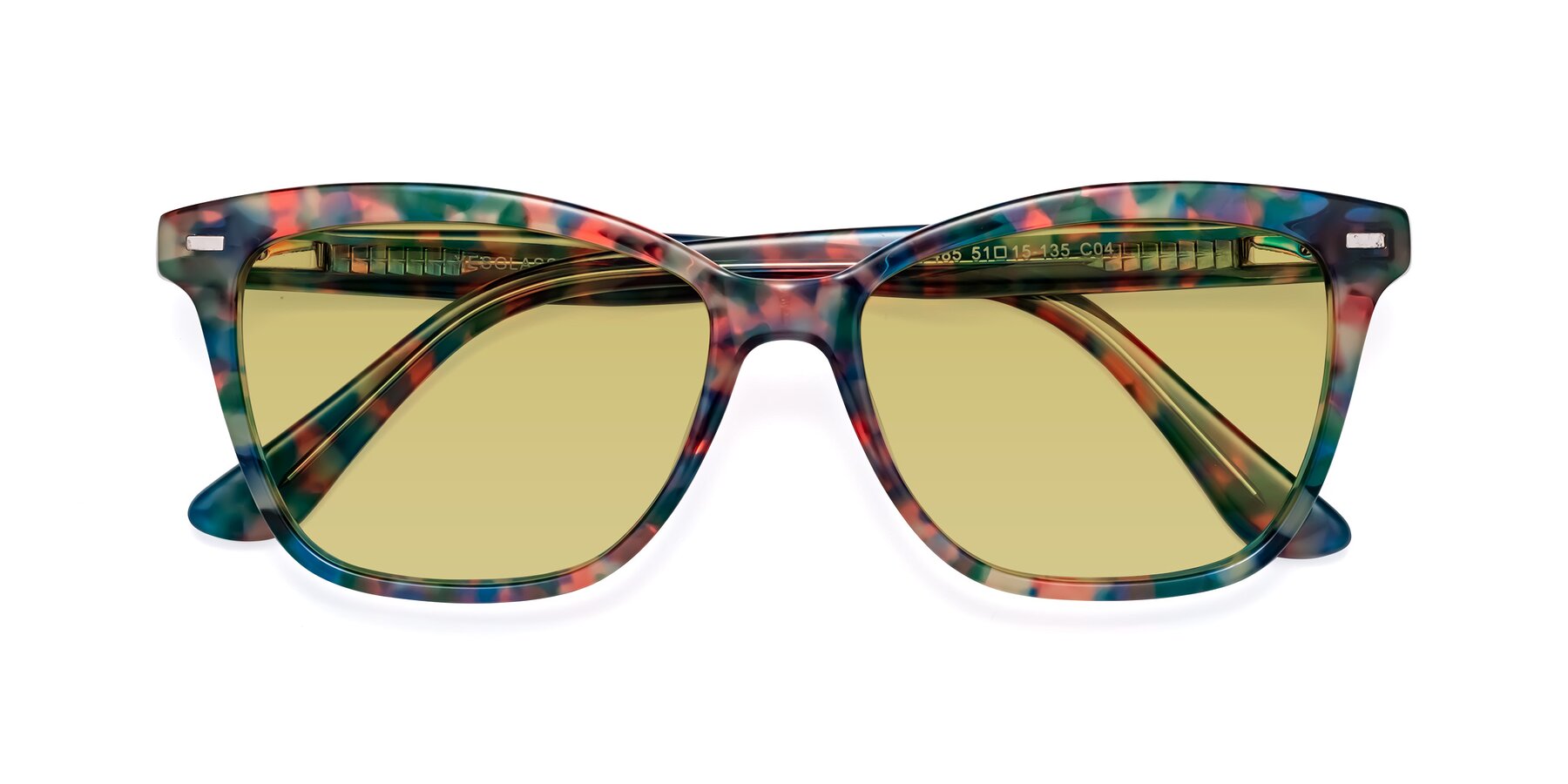 Folded Front of 17485 in Floral Tortoise with Medium Champagne Tinted Lenses