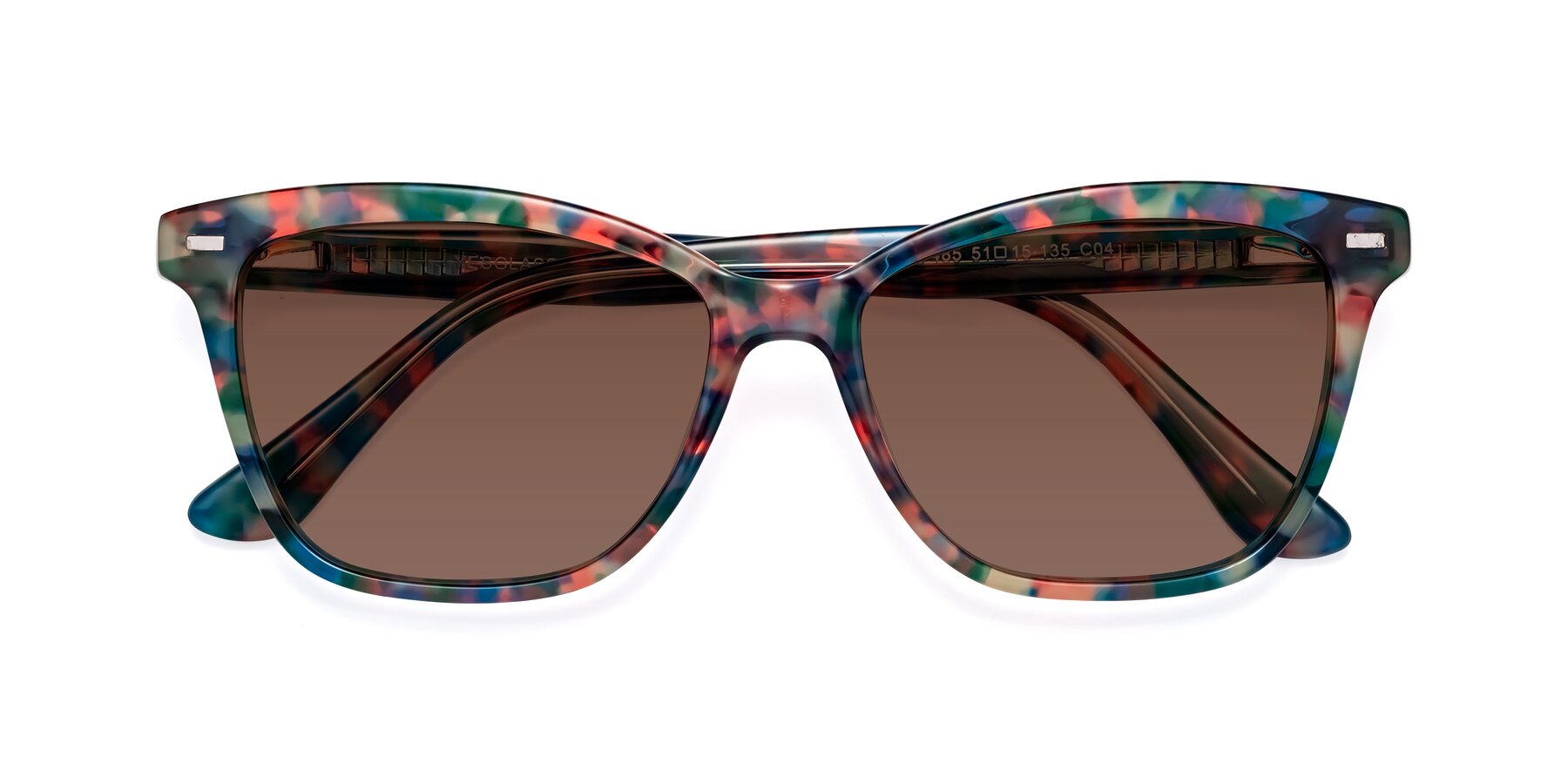 Folded Front of 17485 in Floral Tortoise with Brown Tinted Lenses