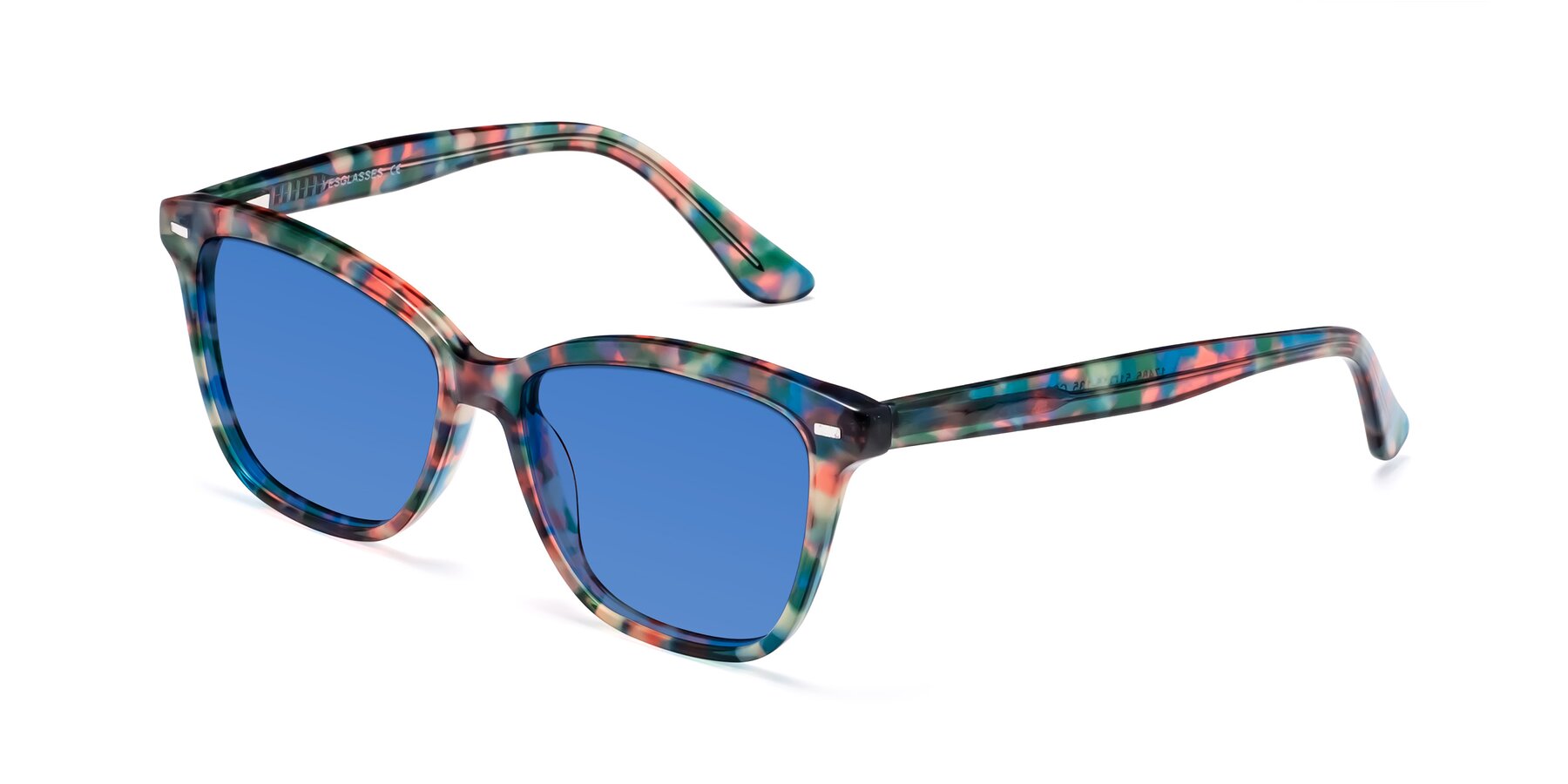 Angle of 17485 in Floral Tortoise with Blue Tinted Lenses
