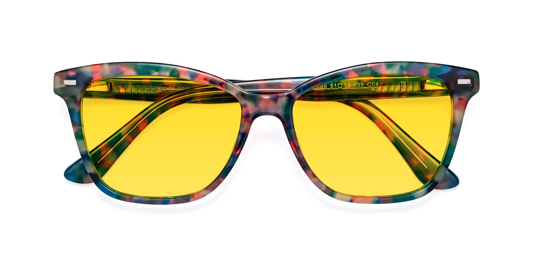 Folded Front of 17485 in Floral Tortoise with Yellow Tinted Lenses