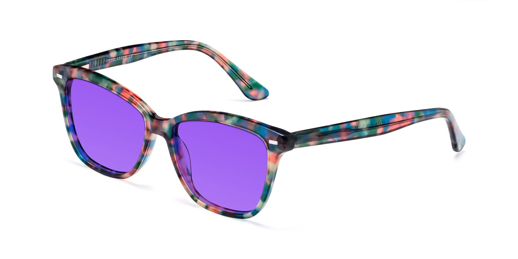 Angle of 17485 in Floral Tortoise with Purple Tinted Lenses