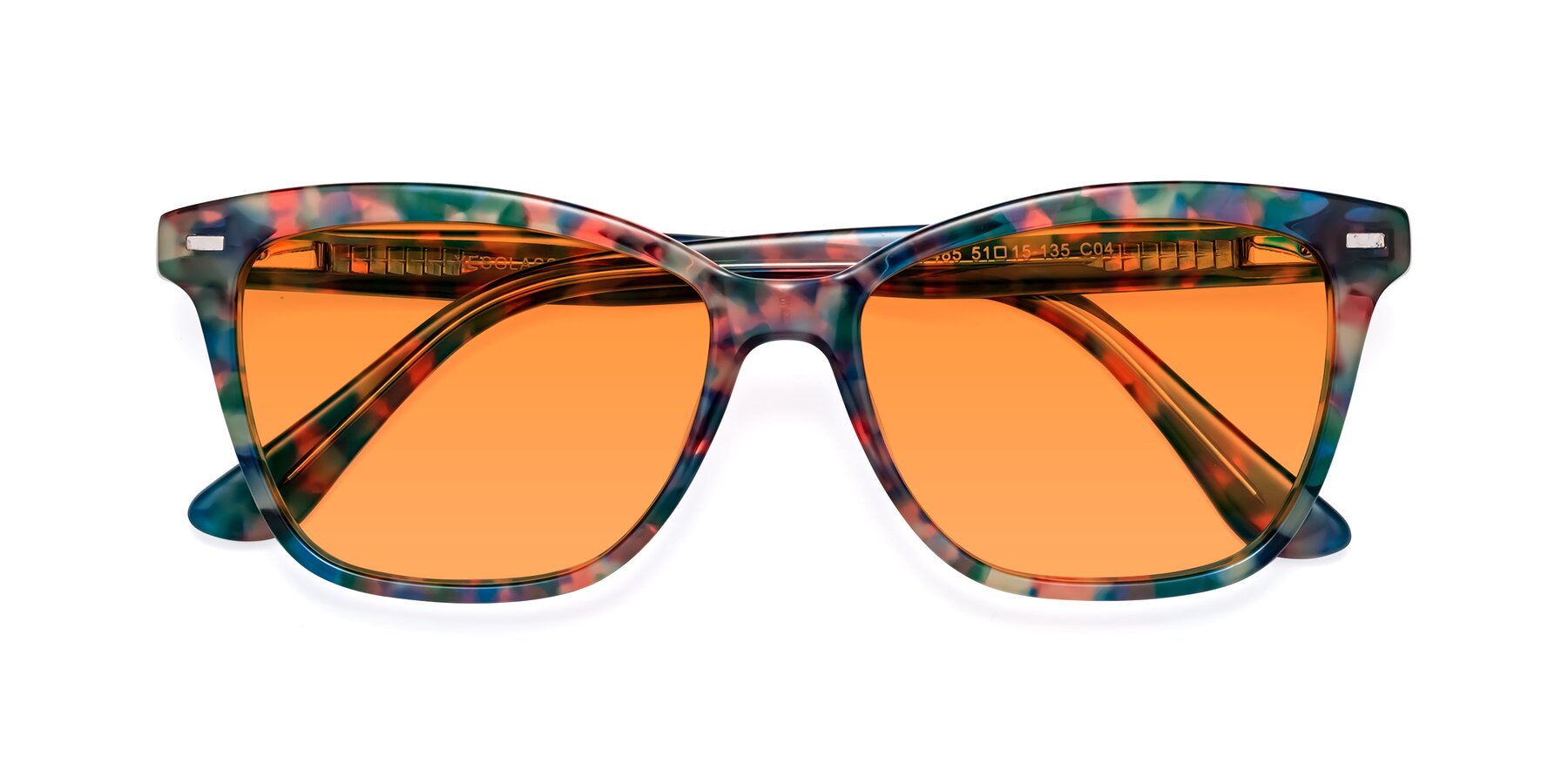 Folded Front of 17485 in Floral Tortoise with Orange Tinted Lenses