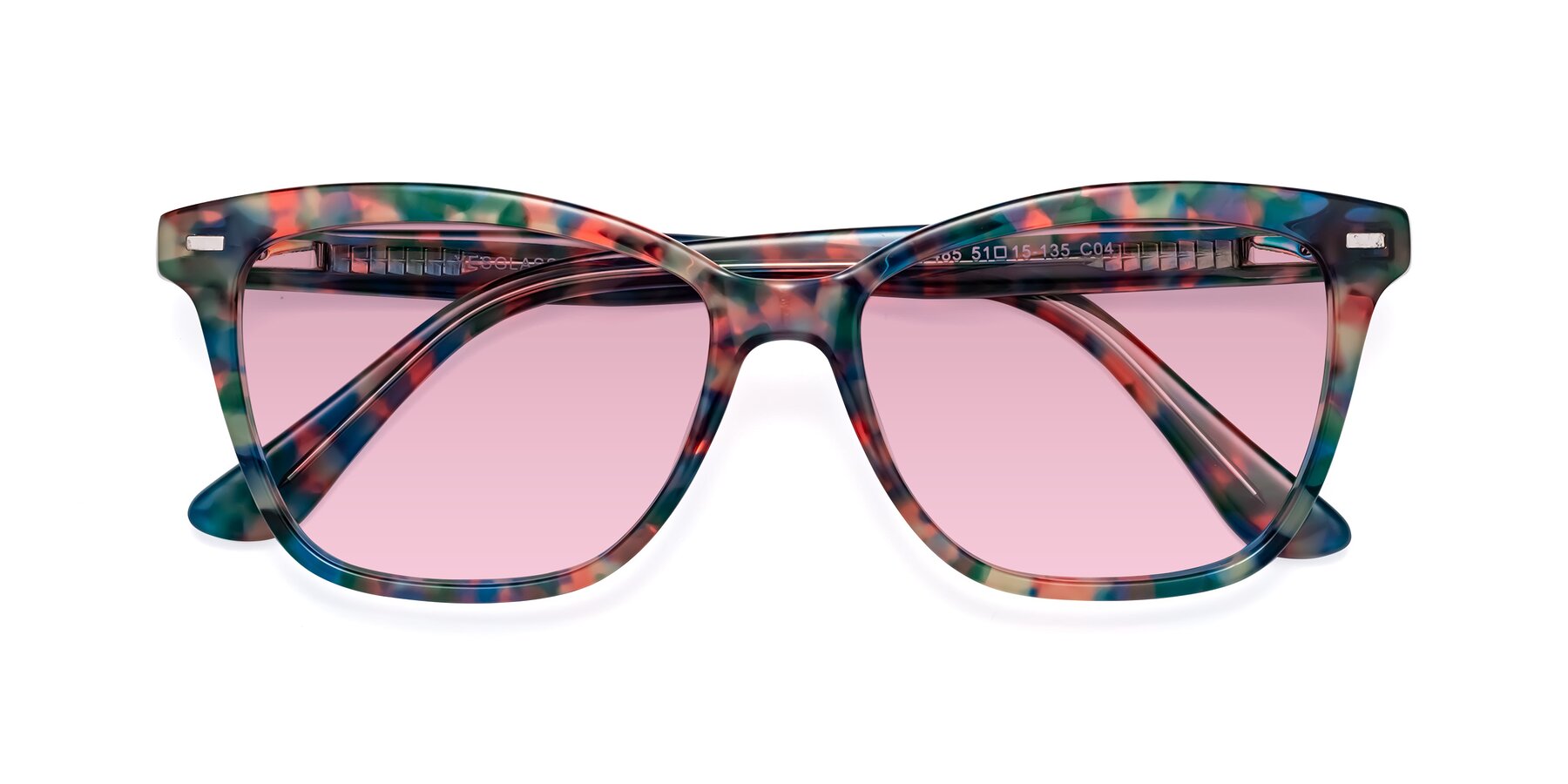 Folded Front of 17485 in Floral Tortoise with Light Wine Tinted Lenses