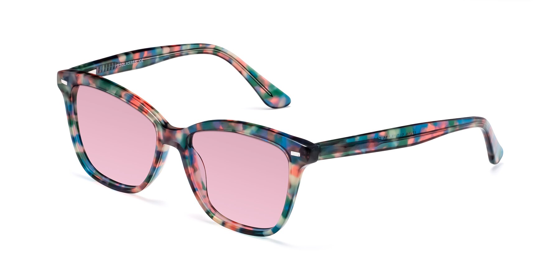 Angle of 17485 in Floral Tortoise with Light Wine Tinted Lenses