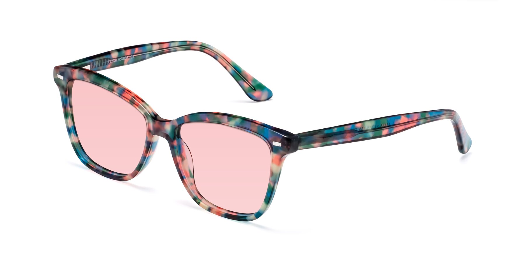 Angle of 17485 in Floral Tortoise with Light Garnet Tinted Lenses