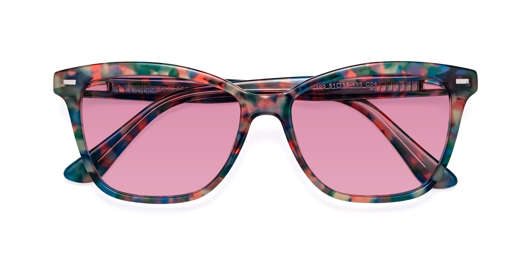 Folded Front of 17485 in Floral Tortoise with Medium Wine Tinted Lenses