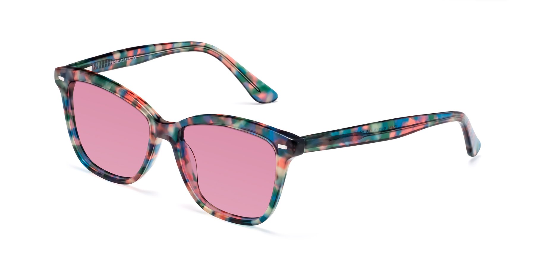 Angle of 17485 in Floral Tortoise with Medium Wine Tinted Lenses