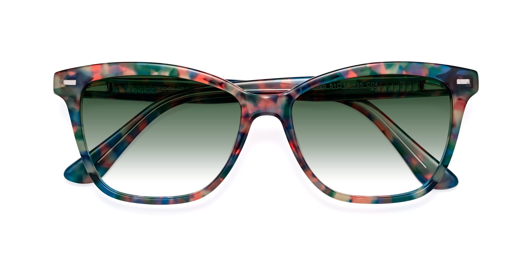 Folded Front of 17485 in Floral Tortoise with Green Gradient Lenses