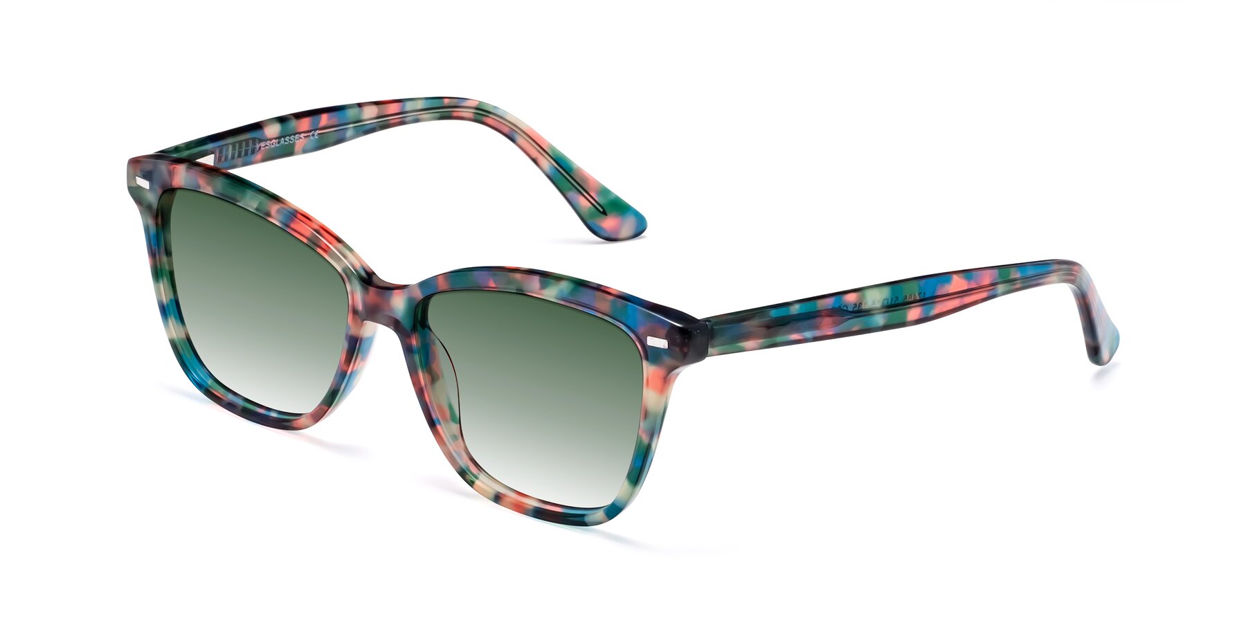 Angle of 17485 in Floral Tortoise with Green Gradient Lenses