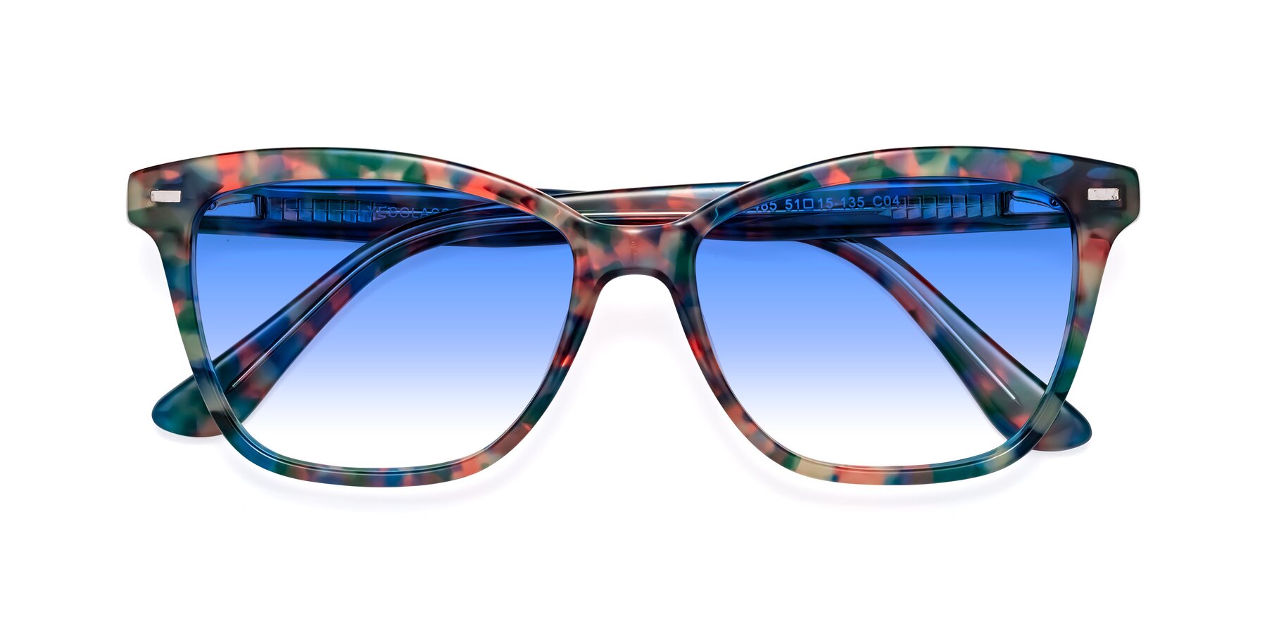 Folded Front of 17485 in Floral Tortoise with Blue Gradient Lenses