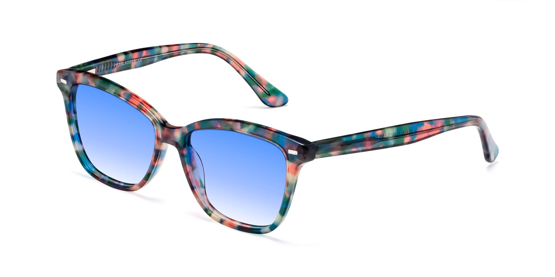 Angle of 17485 in Floral Tortoise with Blue Gradient Lenses