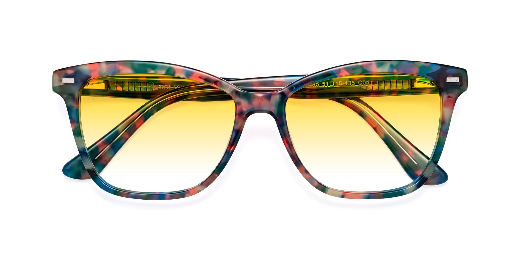 Folded Front of 17485 in Floral Tortoise with Yellow Gradient Lenses