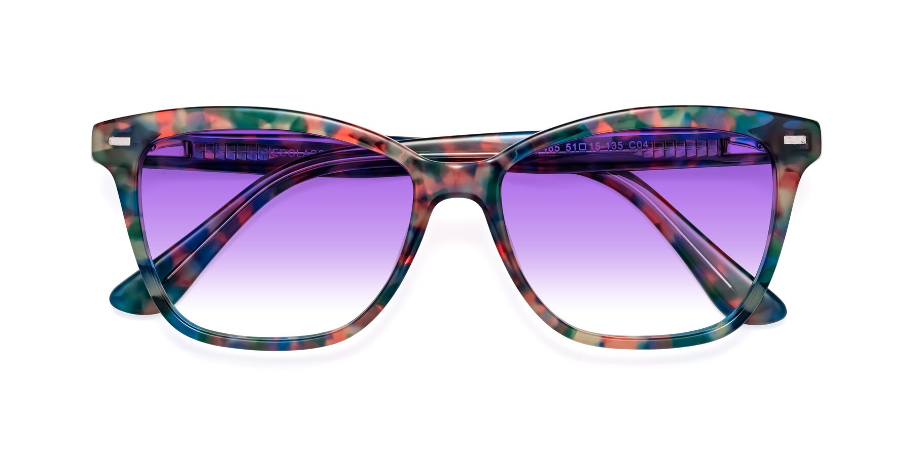 Folded Front of 17485 in Floral Tortoise with Purple Gradient Lenses
