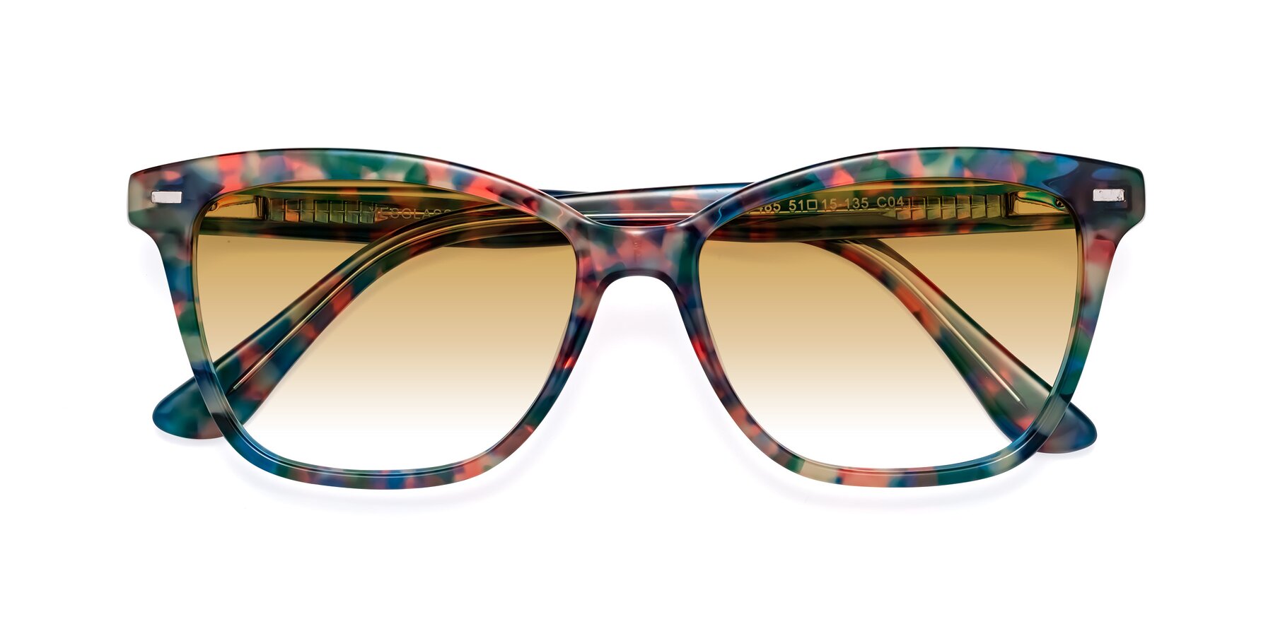 Folded Front of 17485 in Floral Tortoise with Champagne Gradient Lenses