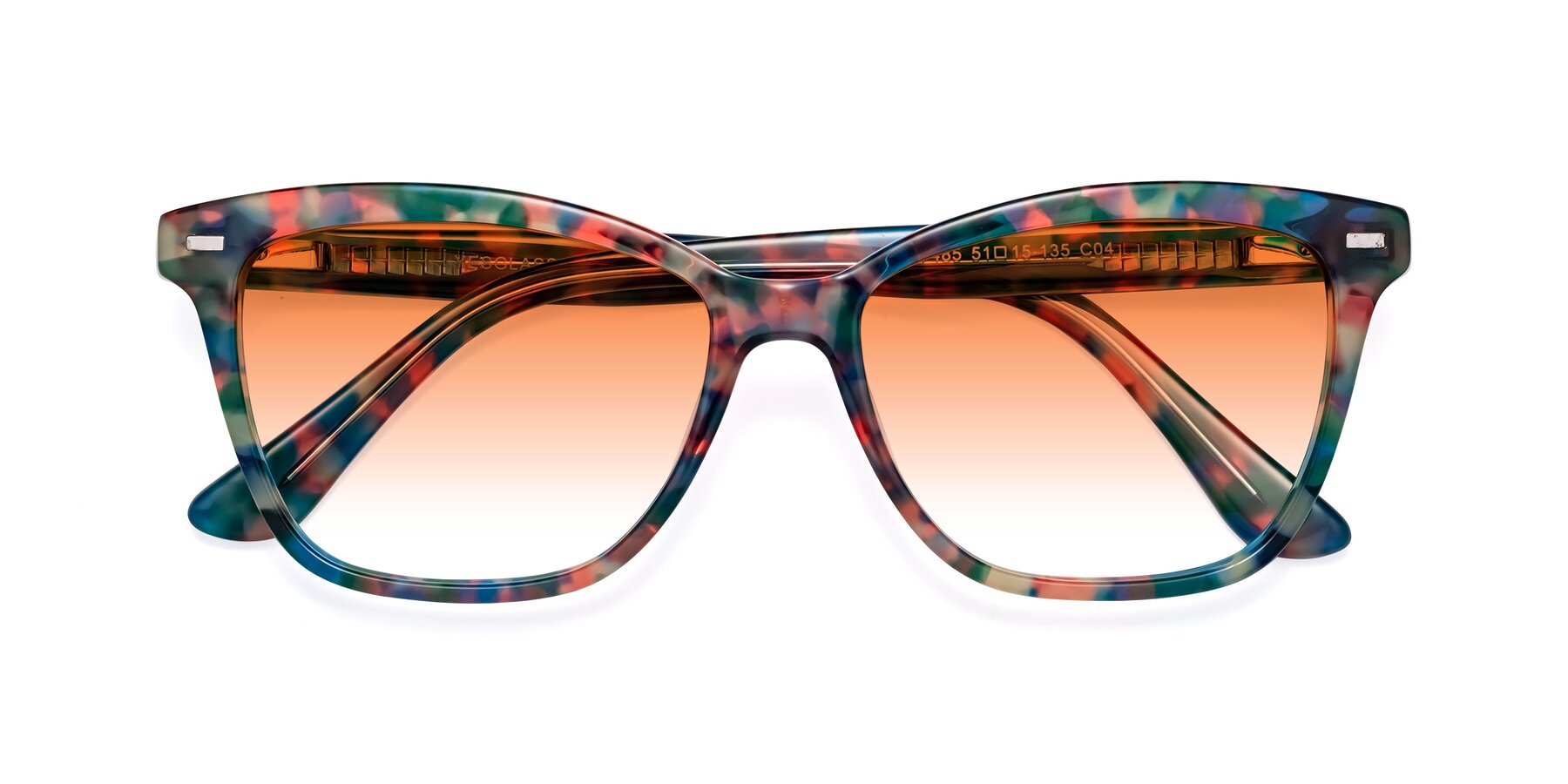 Folded Front of 17485 in Floral Tortoise with Orange Gradient Lenses