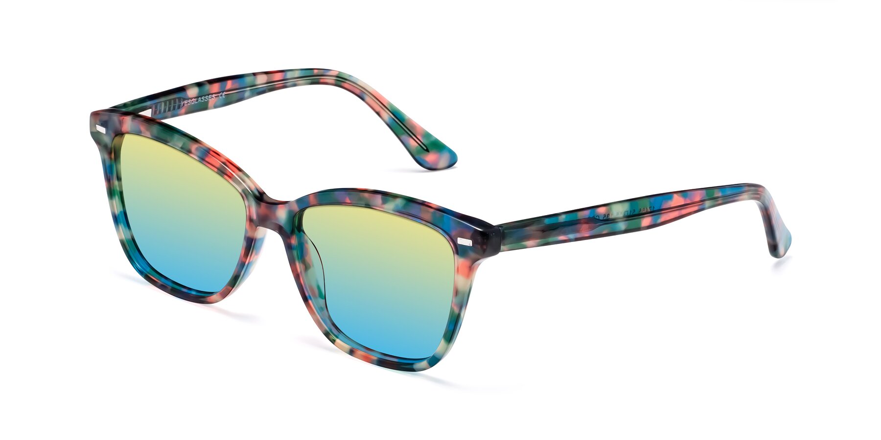 Angle of 17485 in Floral Tortoise with Yellow / Blue Gradient Lenses
