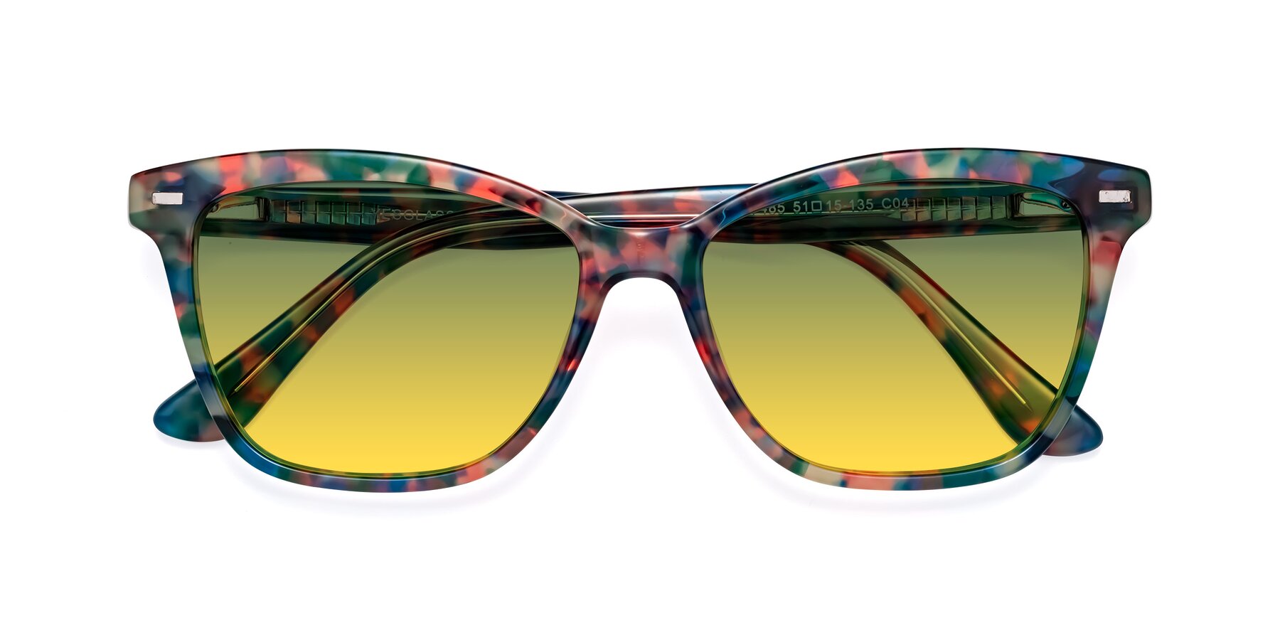 Folded Front of 17485 in Floral Tortoise with Green / Yellow Gradient Lenses