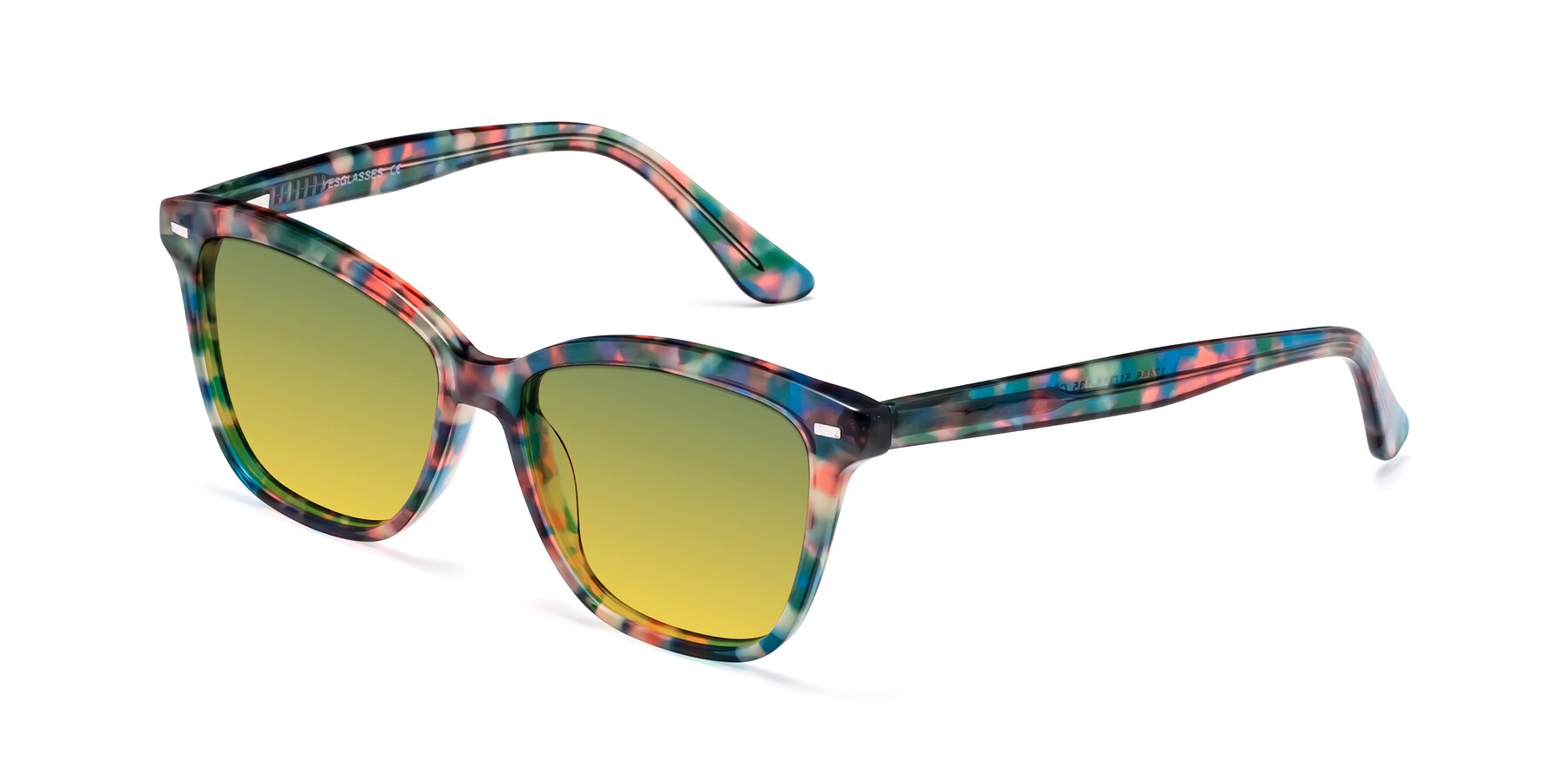 Angle of 17485 in Floral Tortoise with Green / Yellow Gradient Lenses