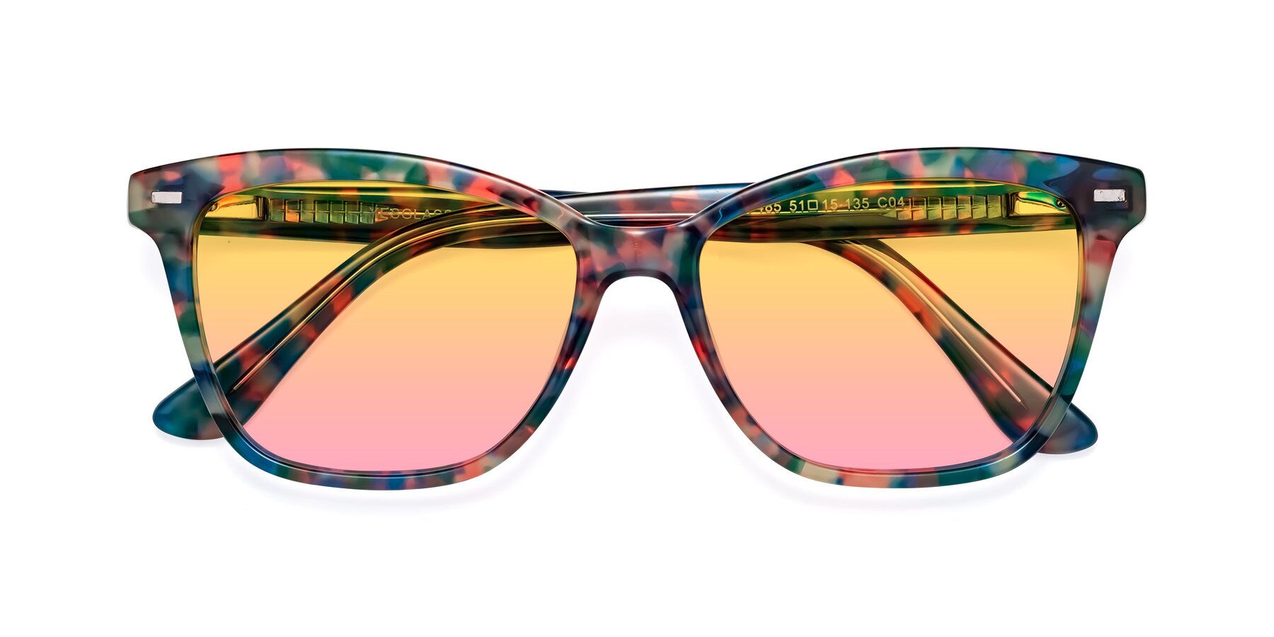 Folded Front of 17485 in Floral Tortoise with Yellow / Pink Gradient Lenses