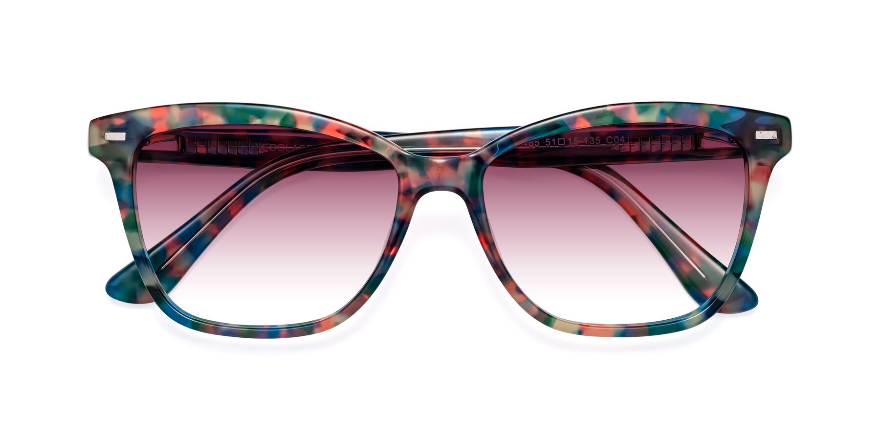 Folded Front of 17485 in Floral Tortoise with Wine Gradient Lenses