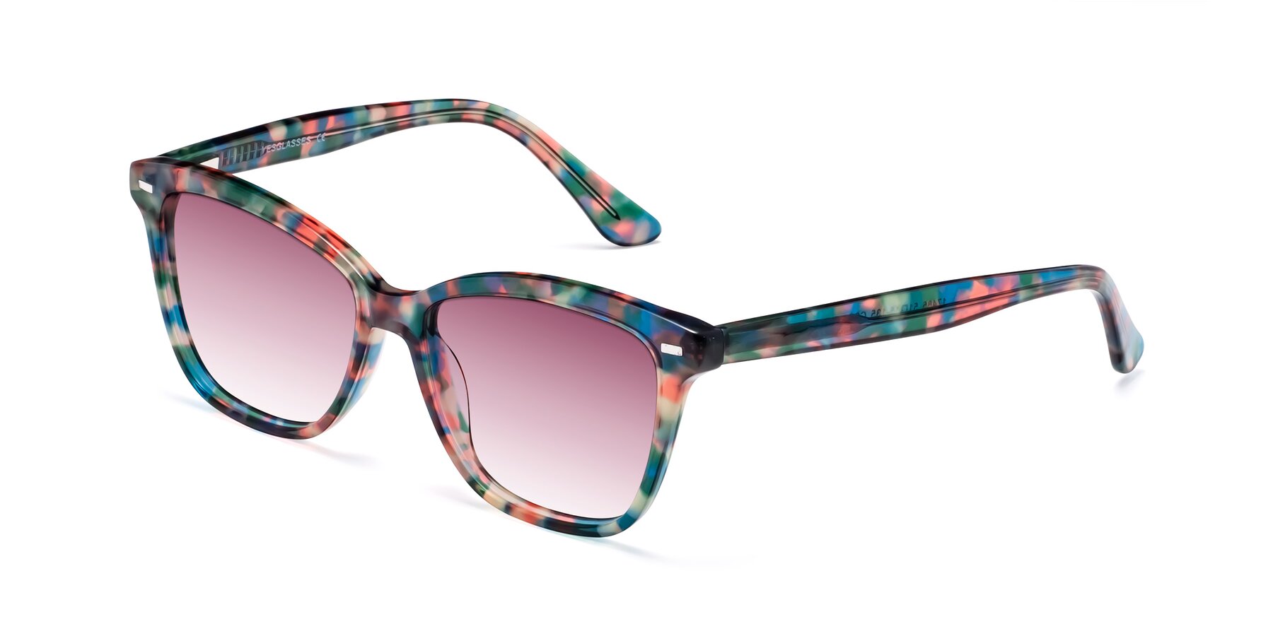 Angle of 17485 in Floral Tortoise with Wine Gradient Lenses