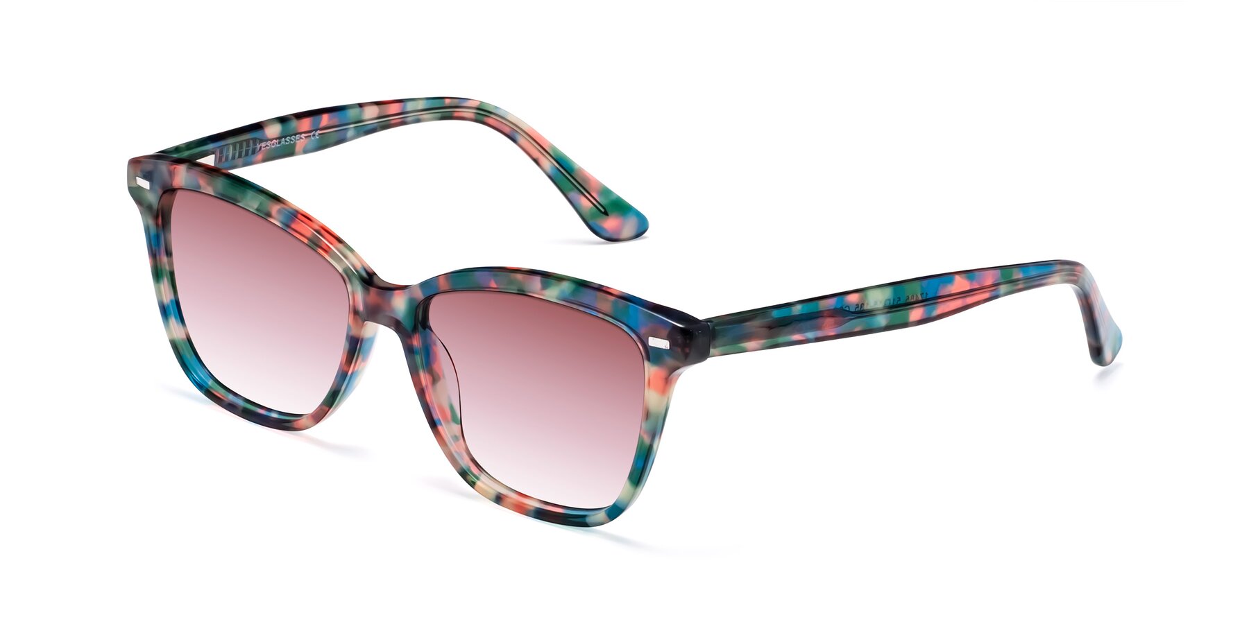 Angle of 17485 in Floral Tortoise with Garnet Gradient Lenses