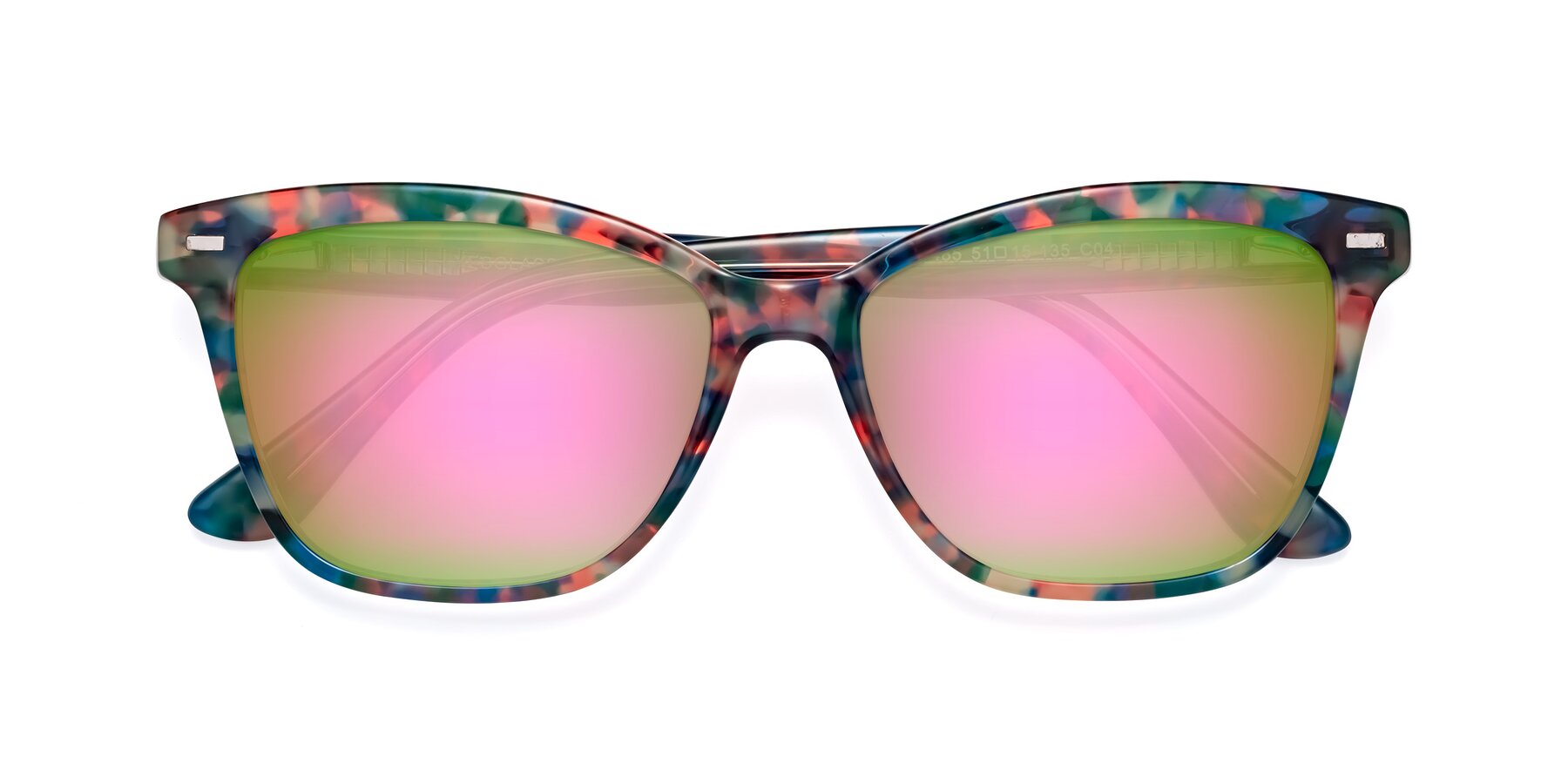 Folded Front of 17485 in Floral Tortoise with Pink Mirrored Lenses