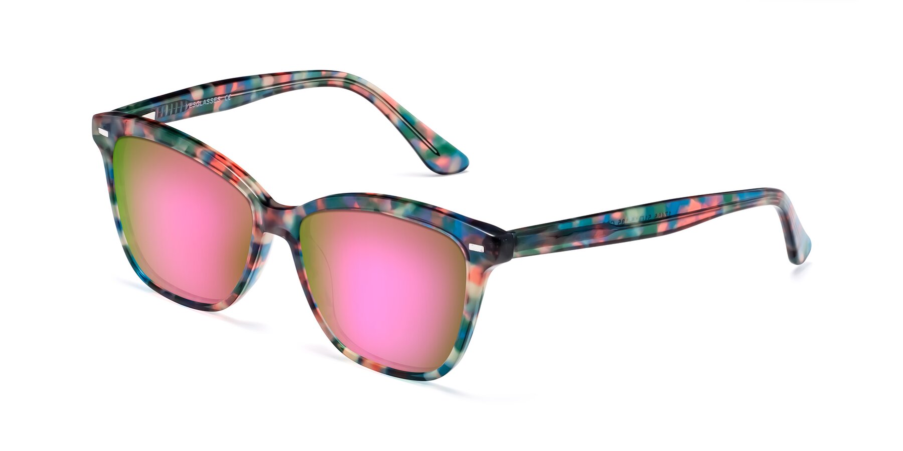 Angle of 17485 in Floral Tortoise with Pink Mirrored Lenses