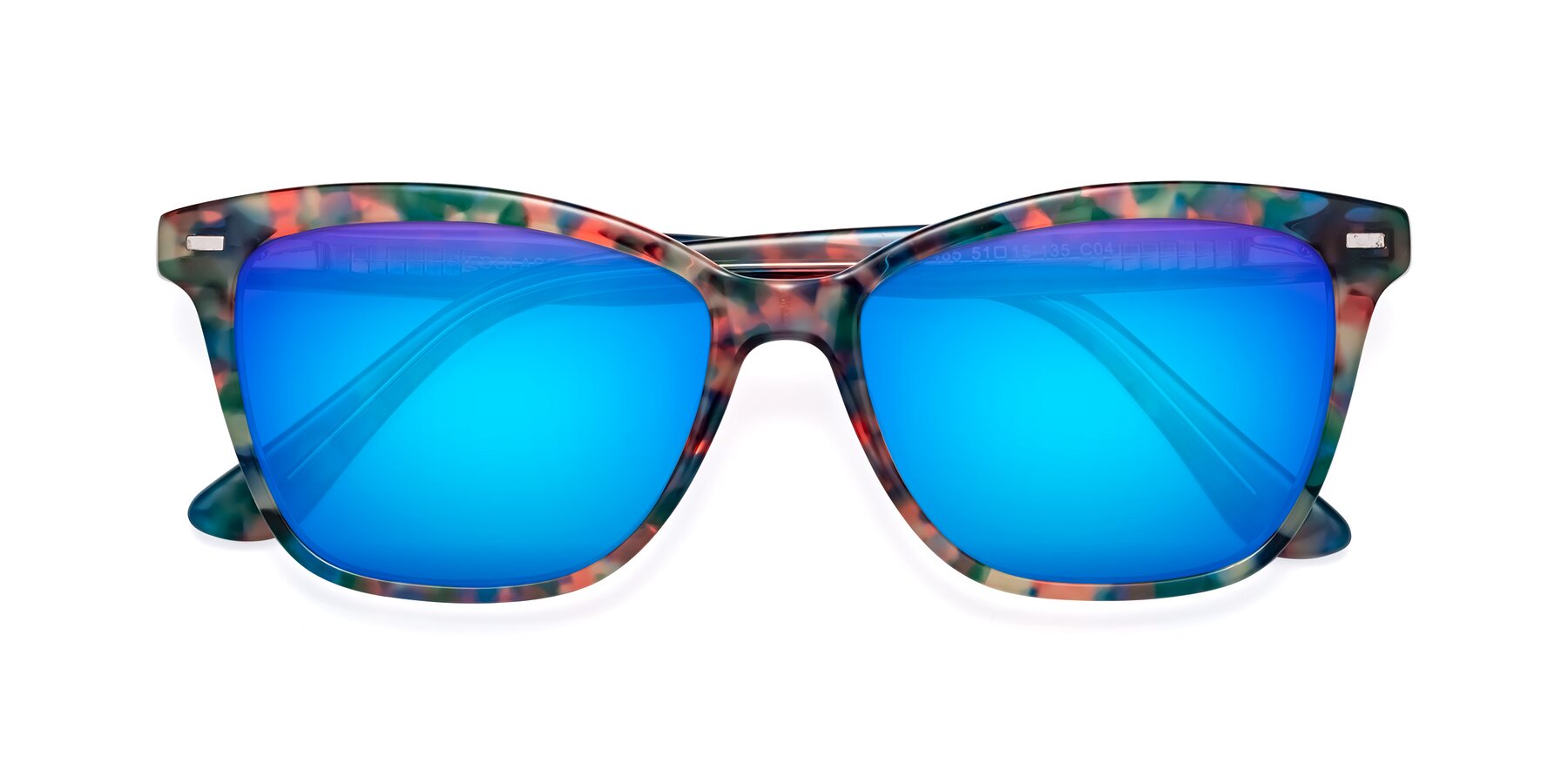 Folded Front of 17485 in Floral Tortoise with Blue Mirrored Lenses