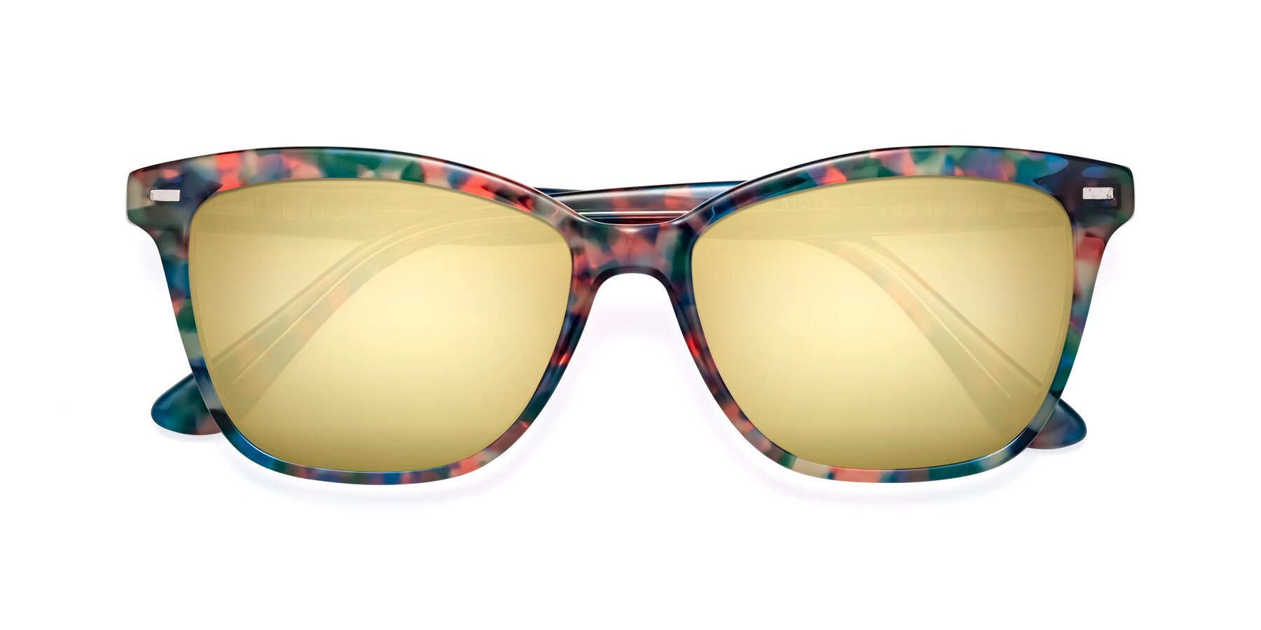 Folded Front of 17485 in Floral Tortoise with Gold Mirrored Lenses