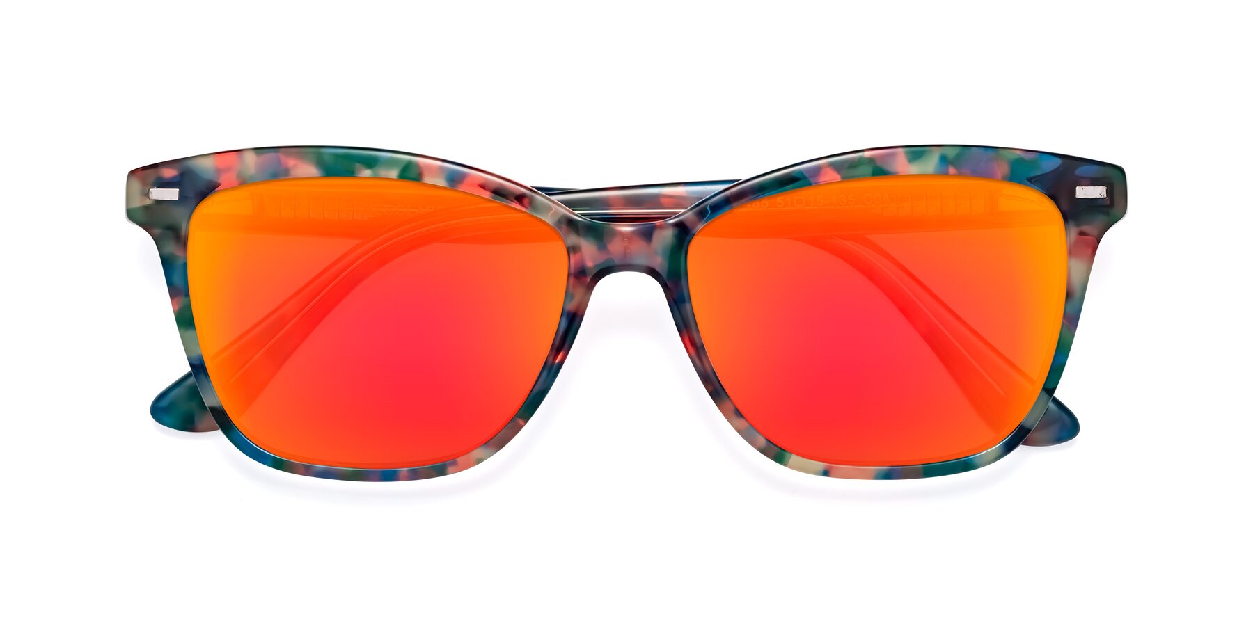 Folded Front of 17485 in Floral Tortoise with Red Gold Mirrored Lenses