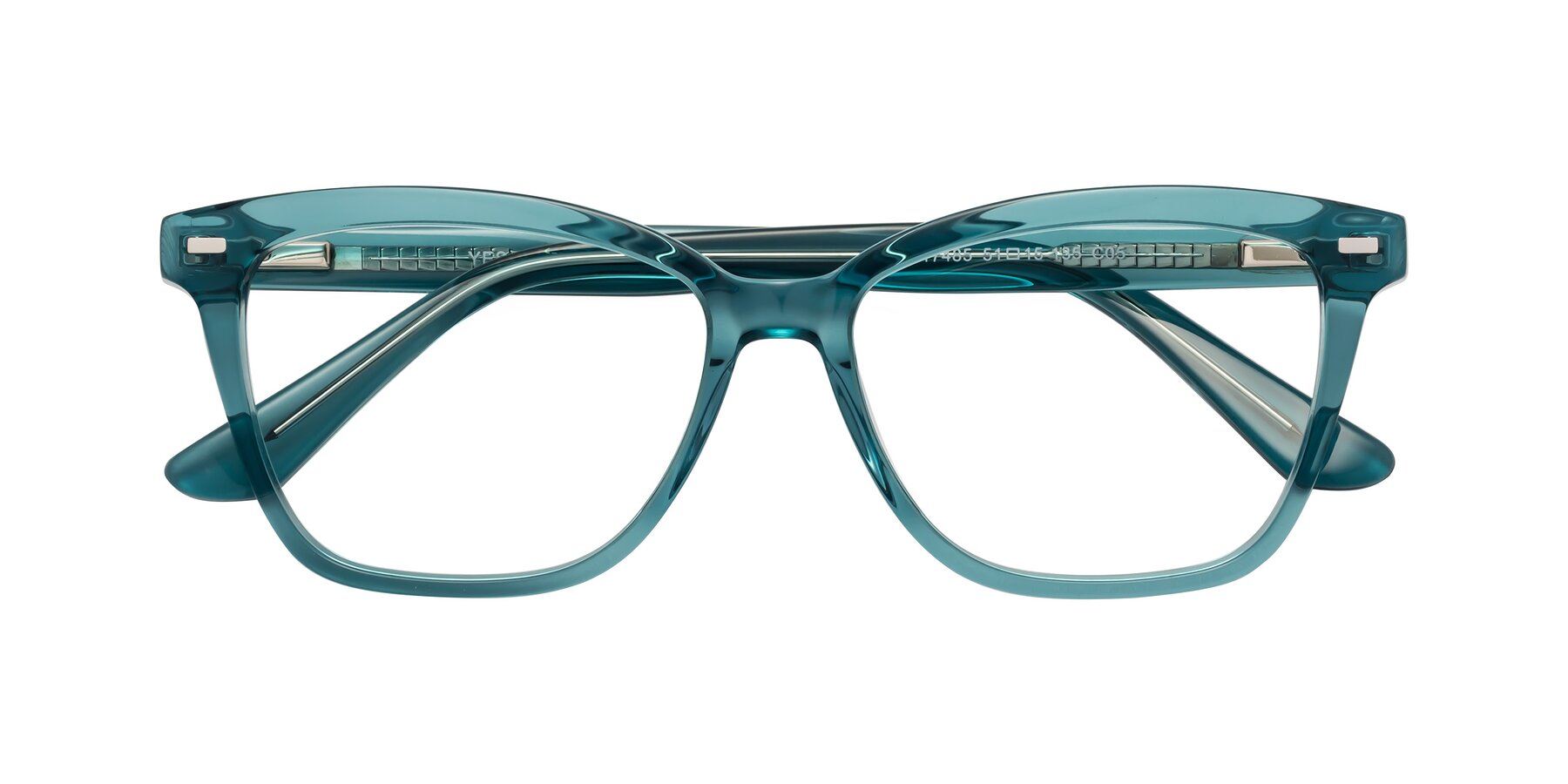 Folded Front of 17485 in Teal with Clear Eyeglass Lenses