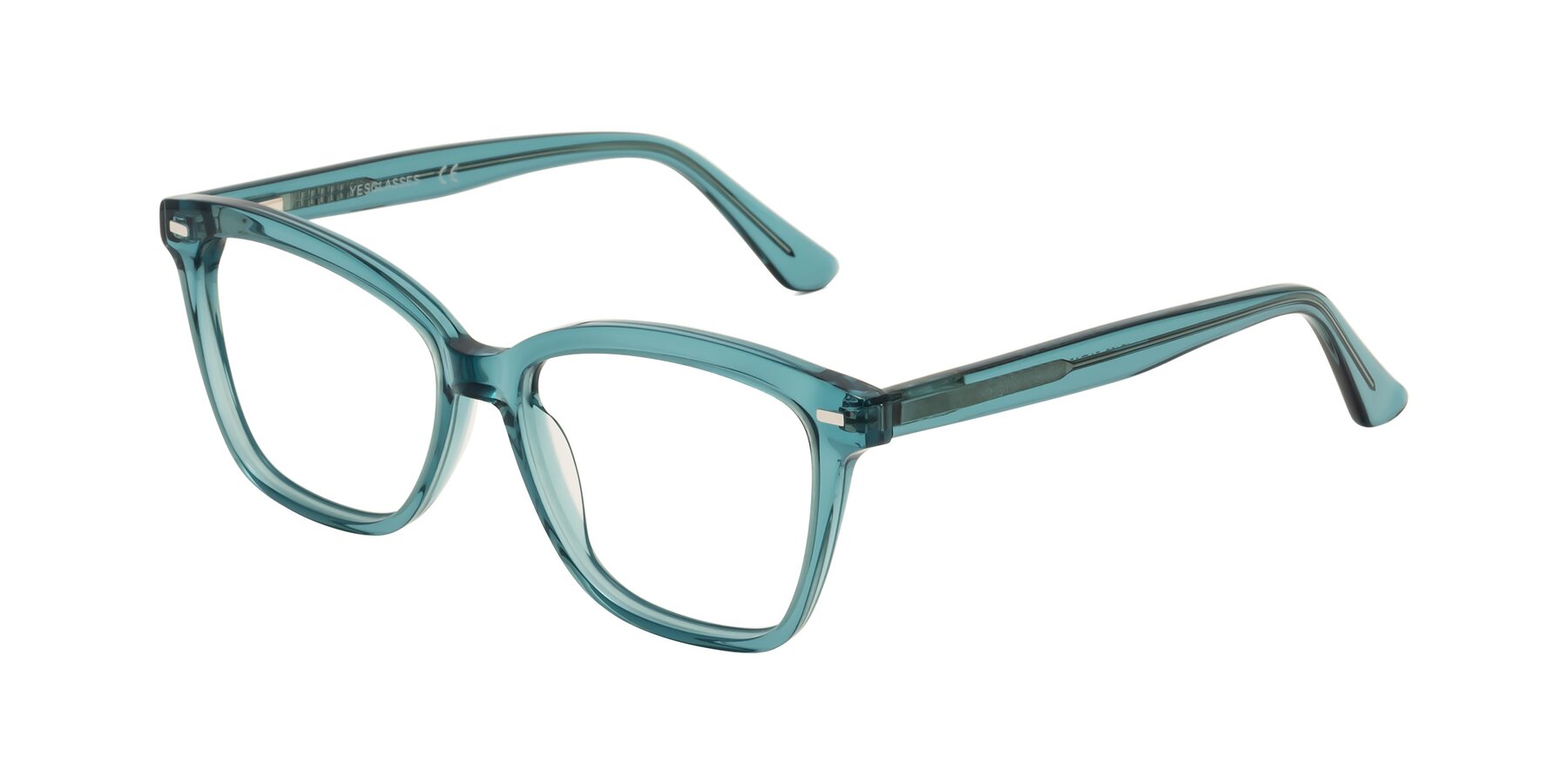 Angle of 17485 in Teal with Clear Eyeglass Lenses