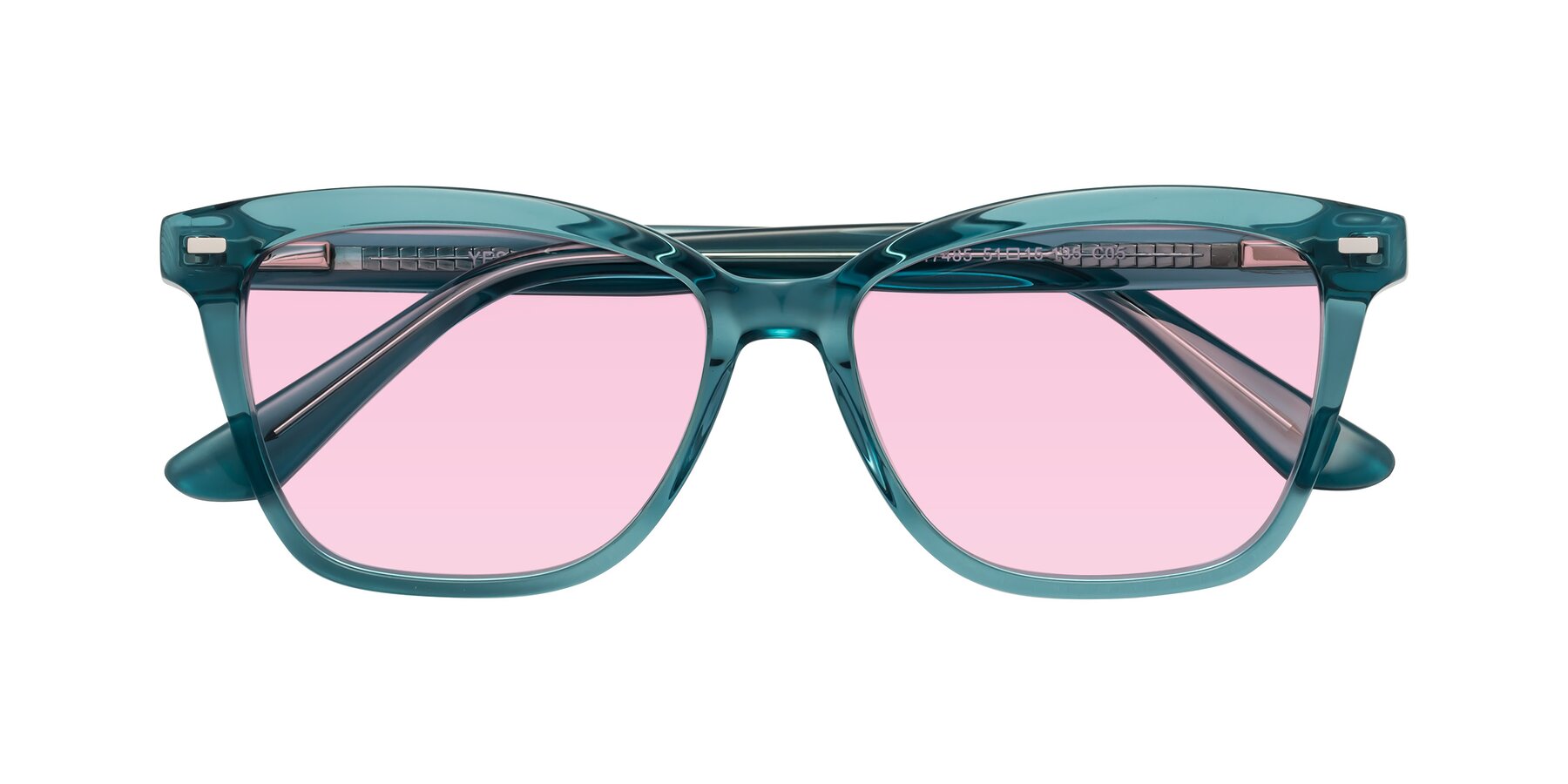 Folded Front of 17485 in Teal with Light Pink Tinted Lenses