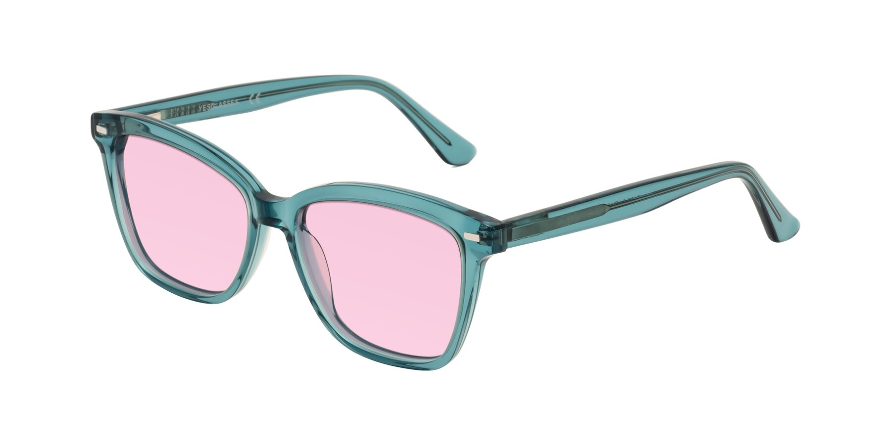 Angle of 17485 in Teal with Light Pink Tinted Lenses