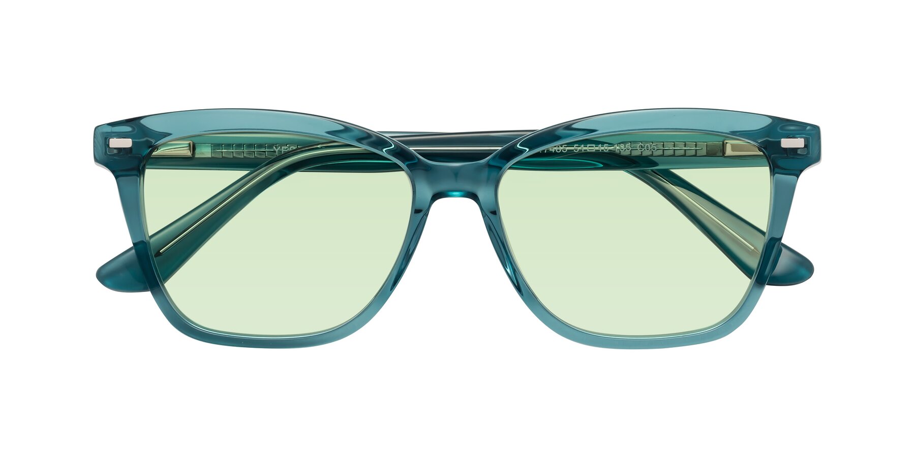 Folded Front of 17485 in Teal with Light Green Tinted Lenses