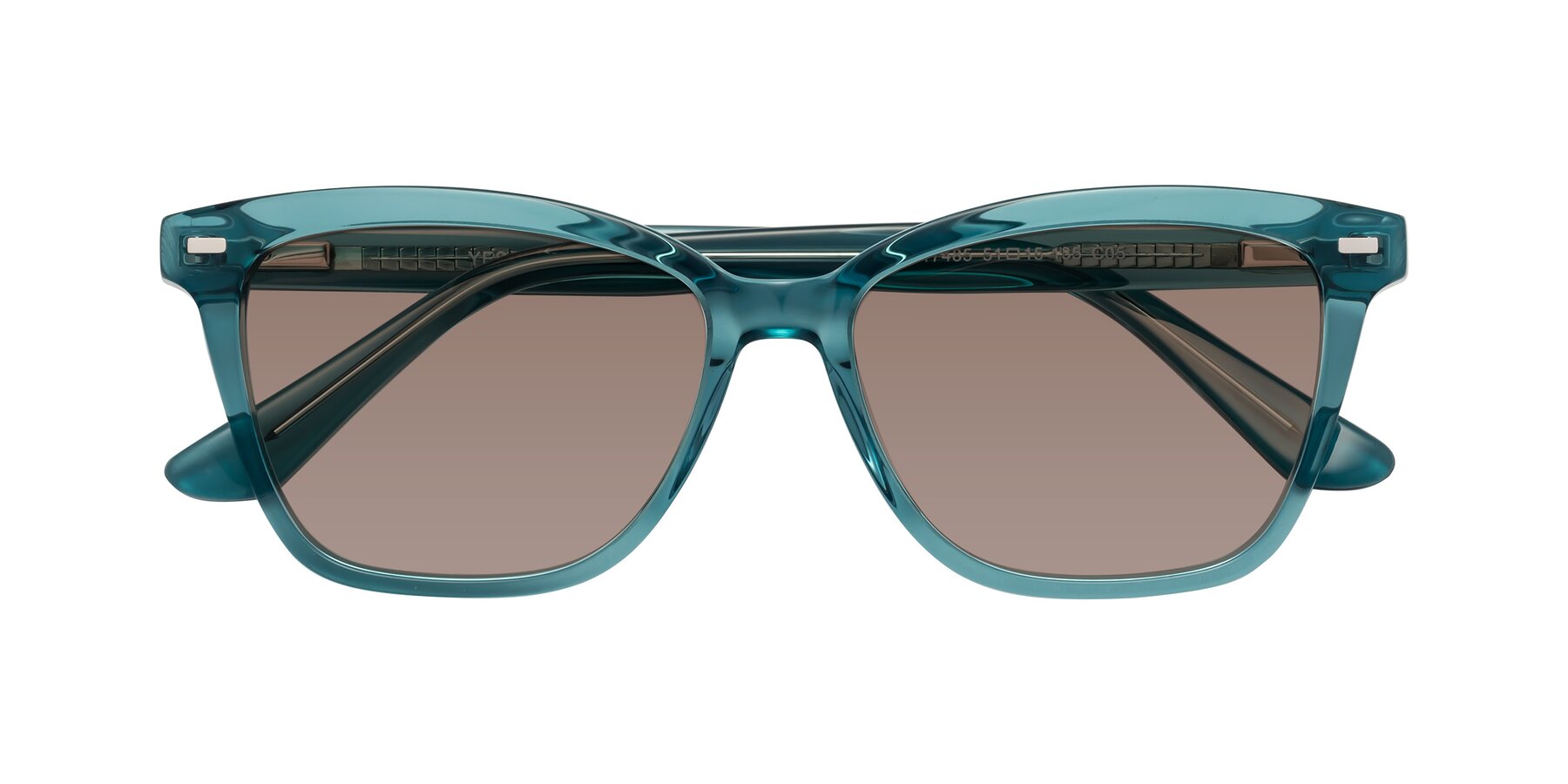 Folded Front of 17485 in Teal with Medium Brown Tinted Lenses