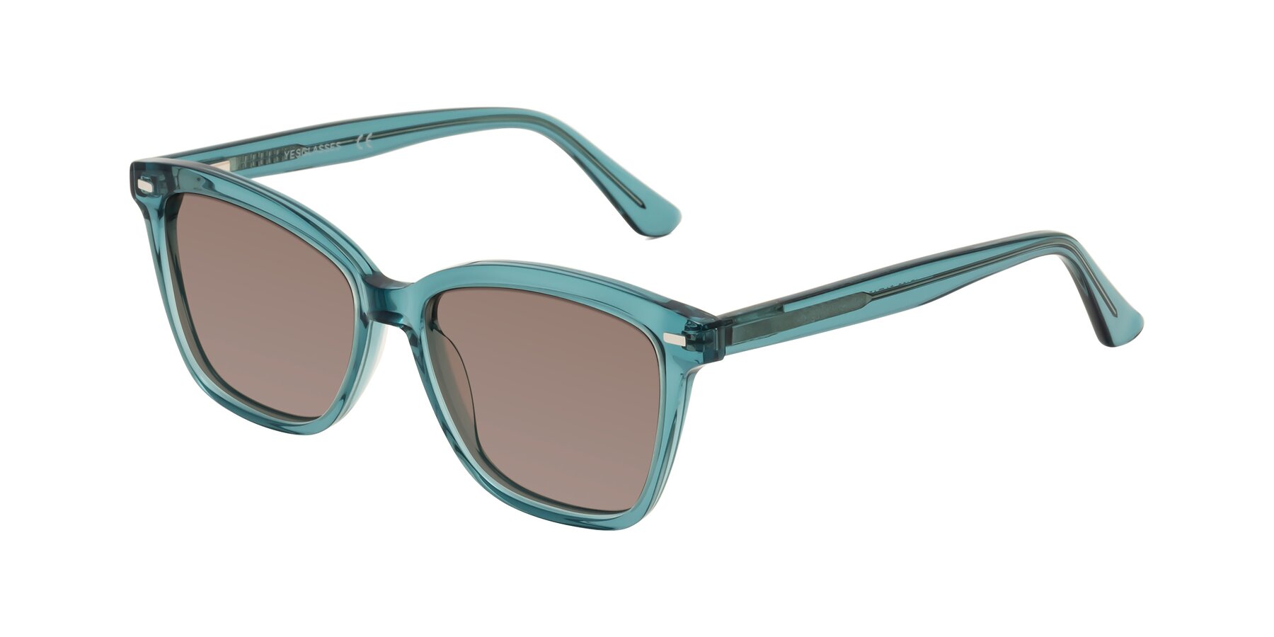 Angle of 17485 in Teal with Medium Brown Tinted Lenses