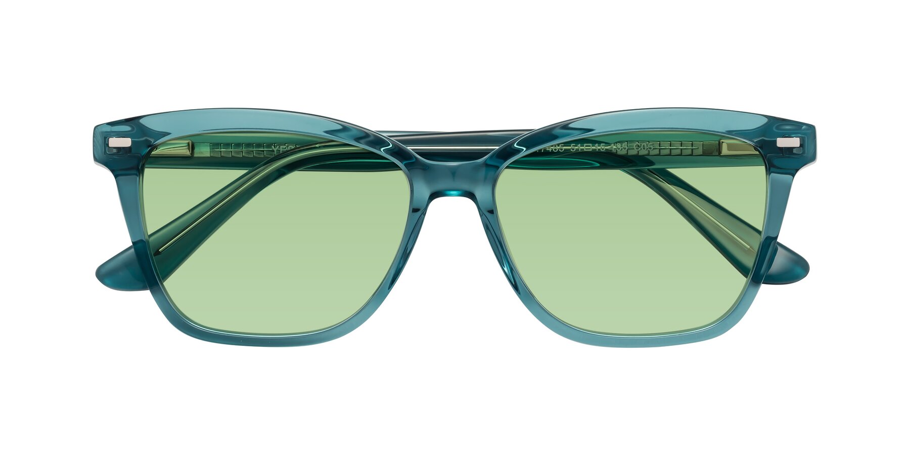 Folded Front of 17485 in Teal with Medium Green Tinted Lenses