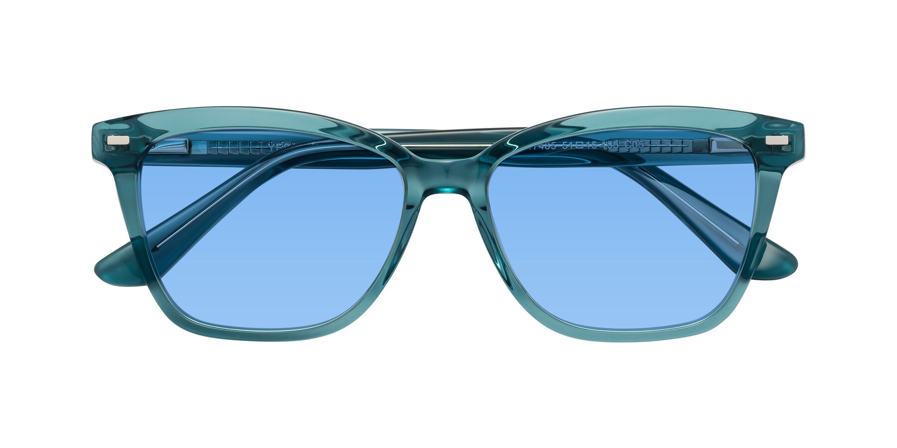 Folded Front of 17485 in Teal with Medium Blue Tinted Lenses