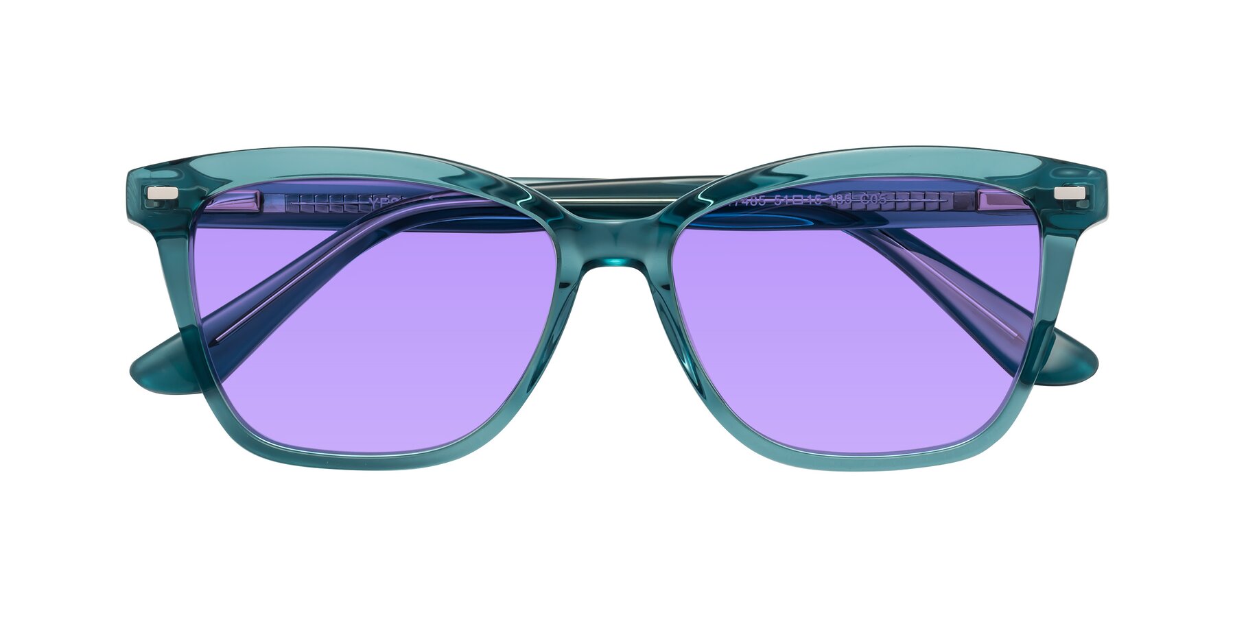 Folded Front of 17485 in Teal with Medium Purple Tinted Lenses