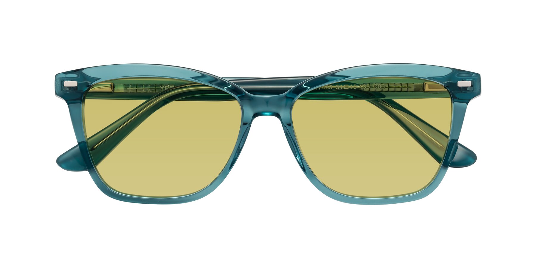 Folded Front of 17485 in Teal with Medium Champagne Tinted Lenses