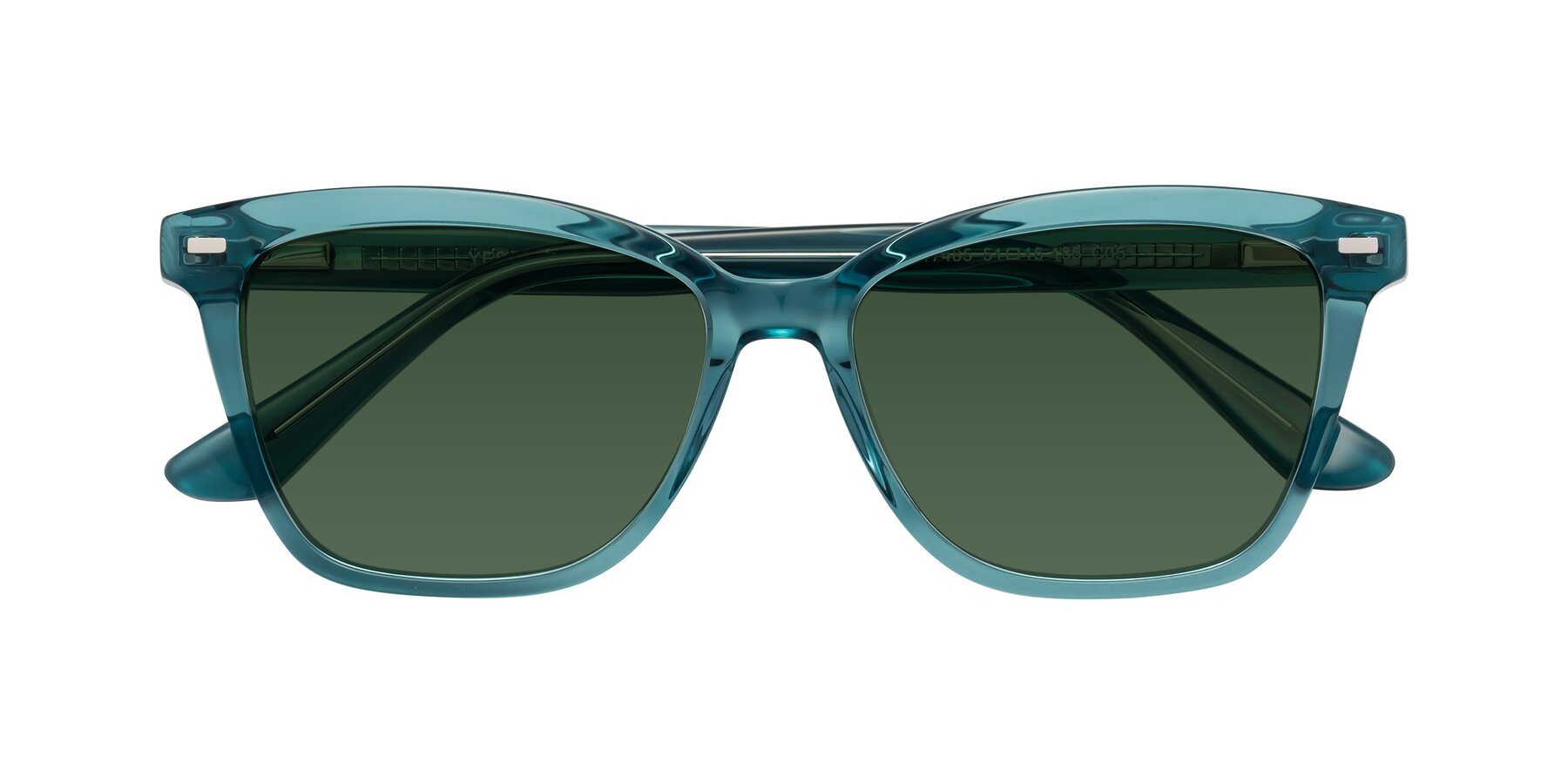 Folded Front of 17485 in Teal with Green Tinted Lenses