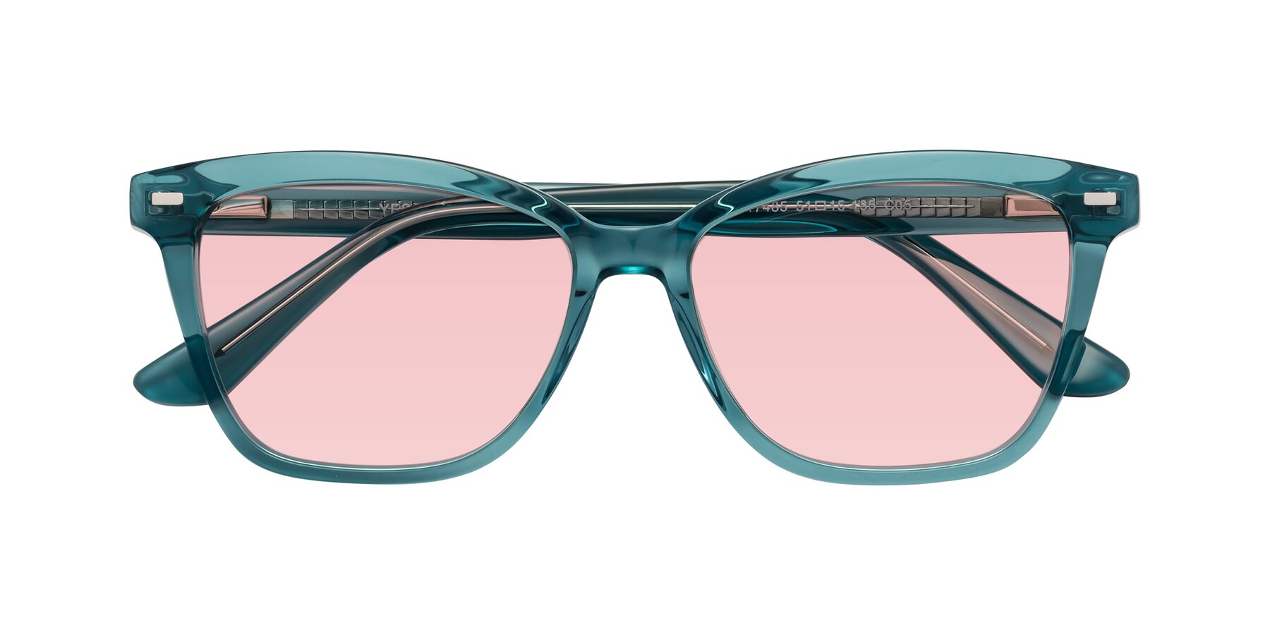 Folded Front of 17485 in Teal with Light Garnet Tinted Lenses