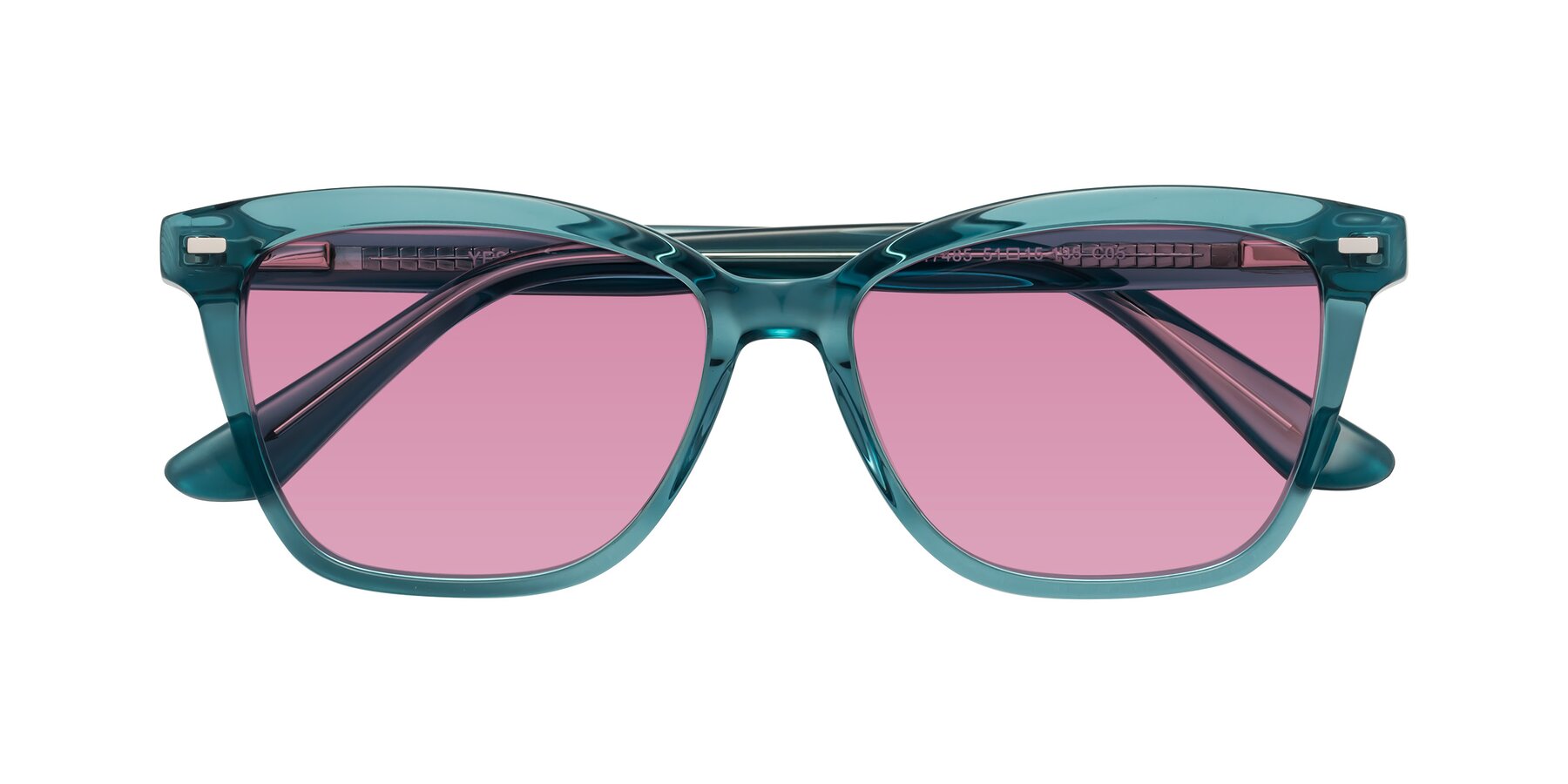 Folded Front of 17485 in Teal with Medium Wine Tinted Lenses