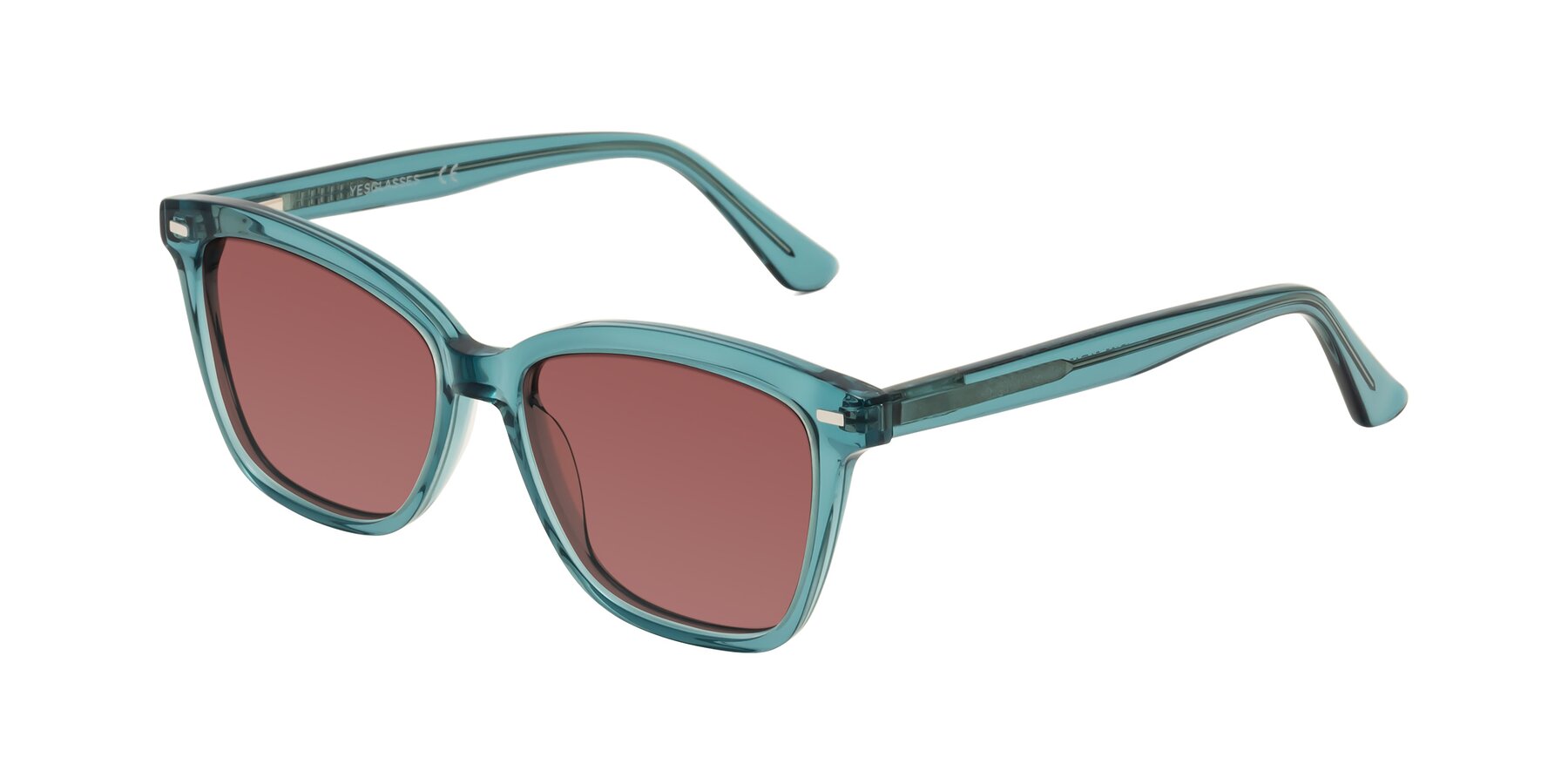 Angle of 17485 in Teal with Garnet Tinted Lenses