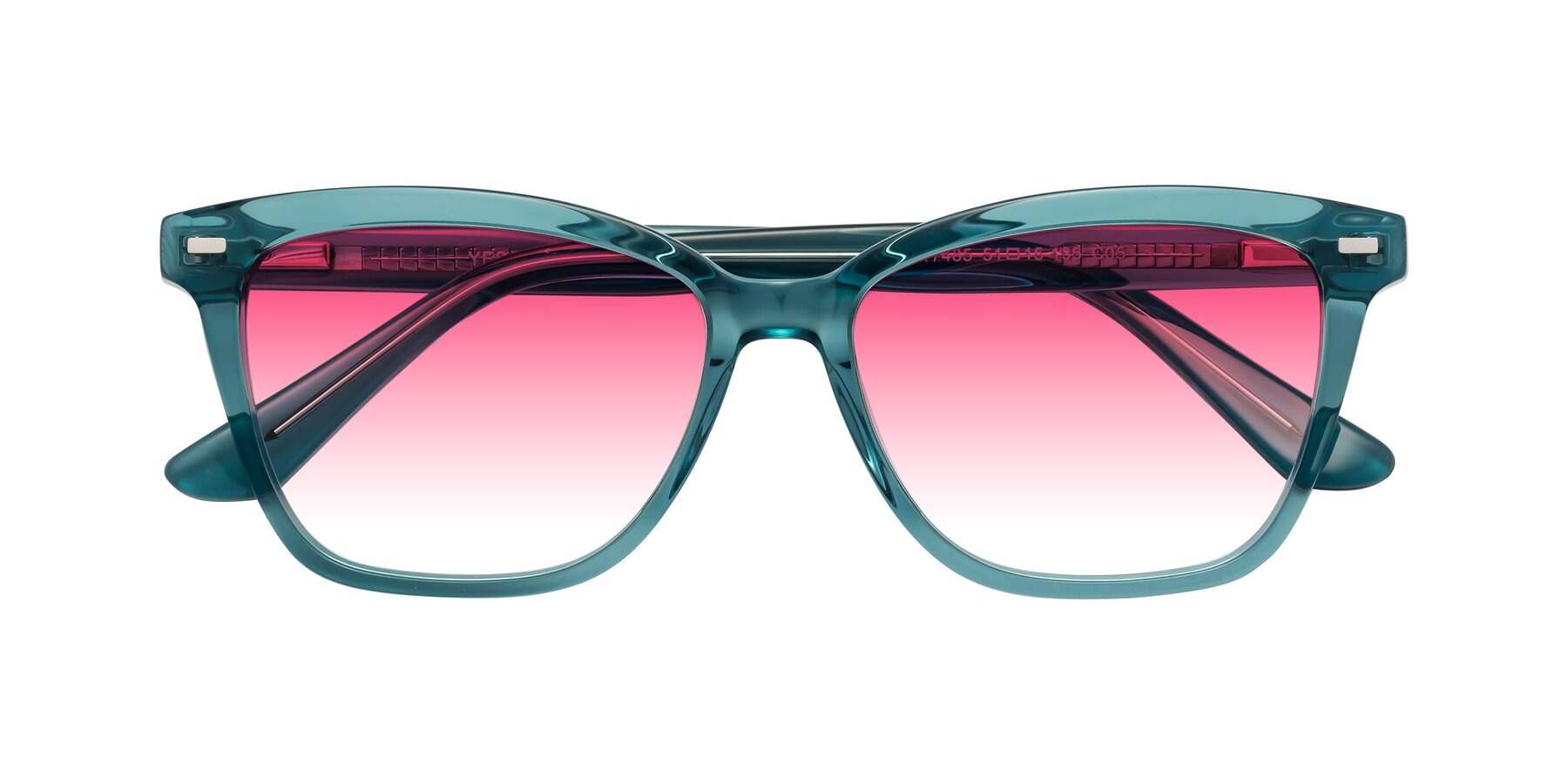 Folded Front of 17485 in Teal with Pink Gradient Lenses