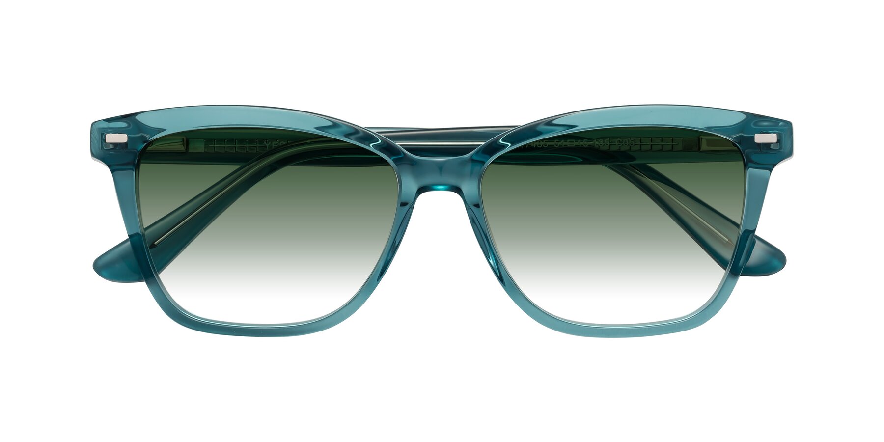 Folded Front of 17485 in Teal with Green Gradient Lenses