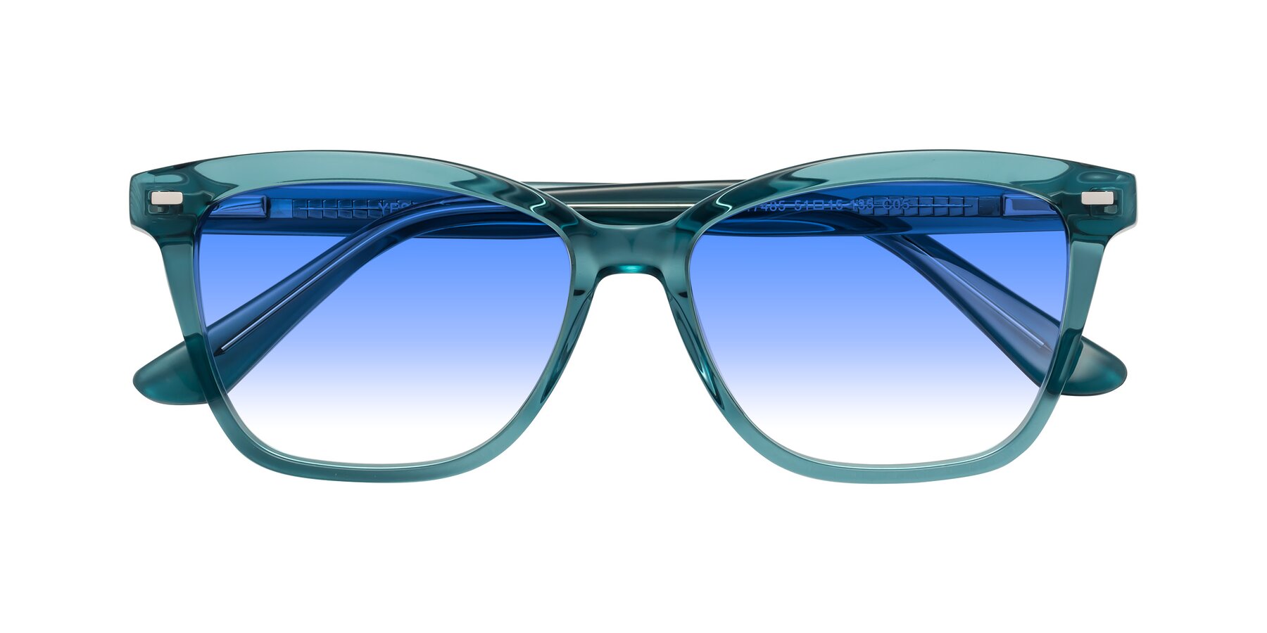 Folded Front of 17485 in Teal with Blue Gradient Lenses