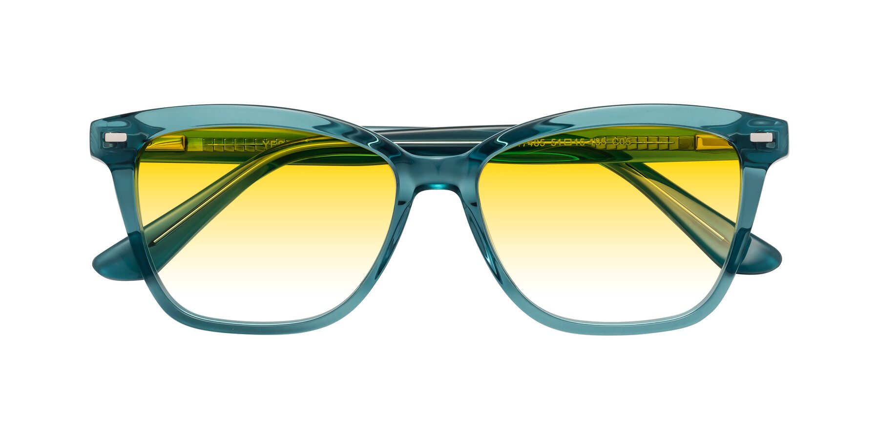 Folded Front of 17485 in Teal with Yellow Gradient Lenses